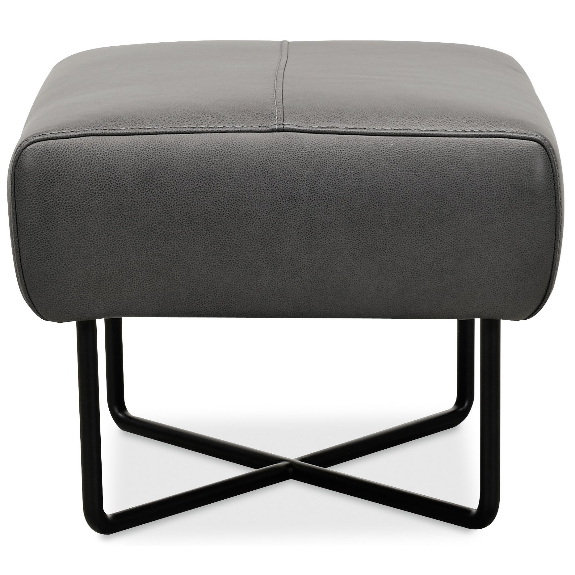 Leather ottoman with 2025 metal base