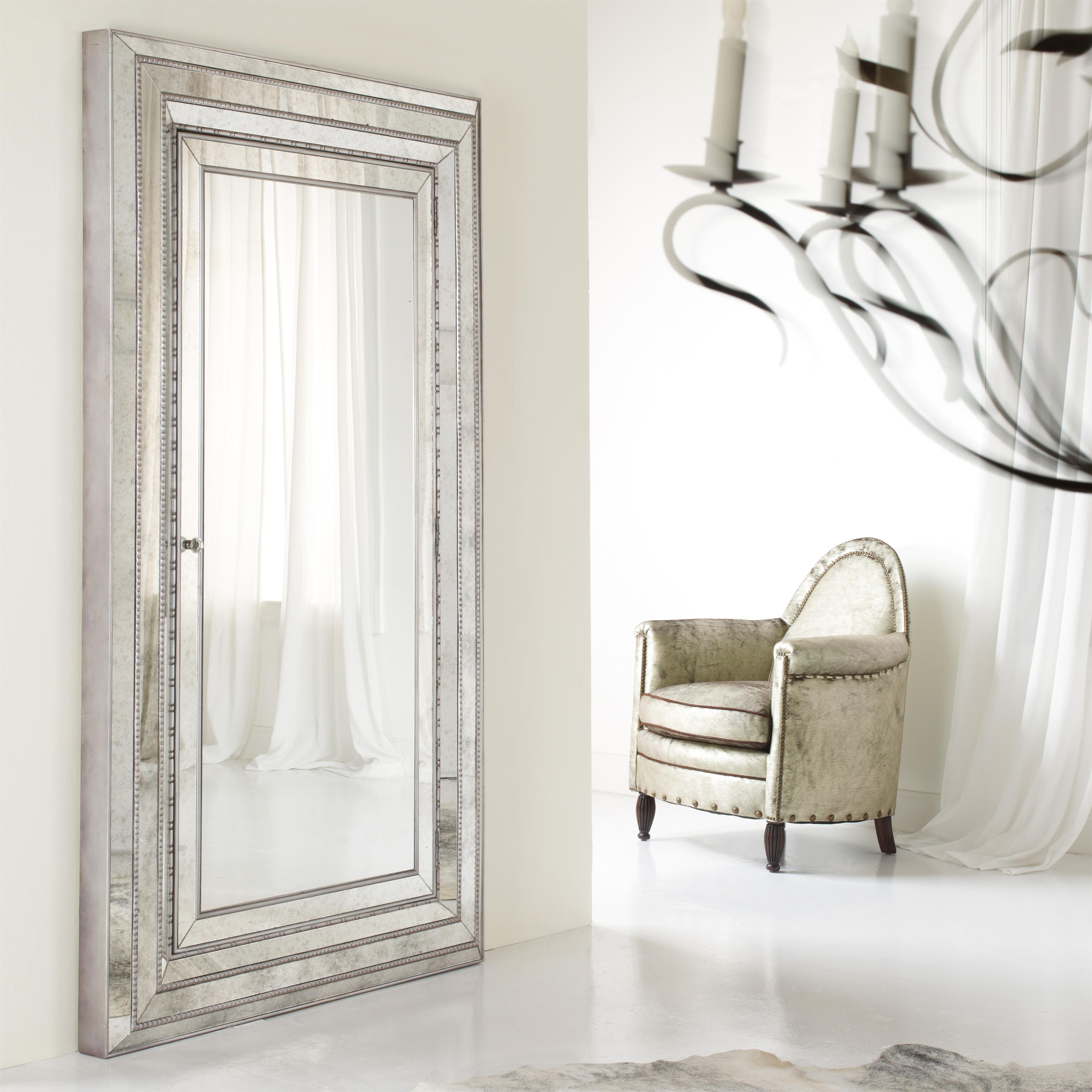 Full length mirror with top lights and storage