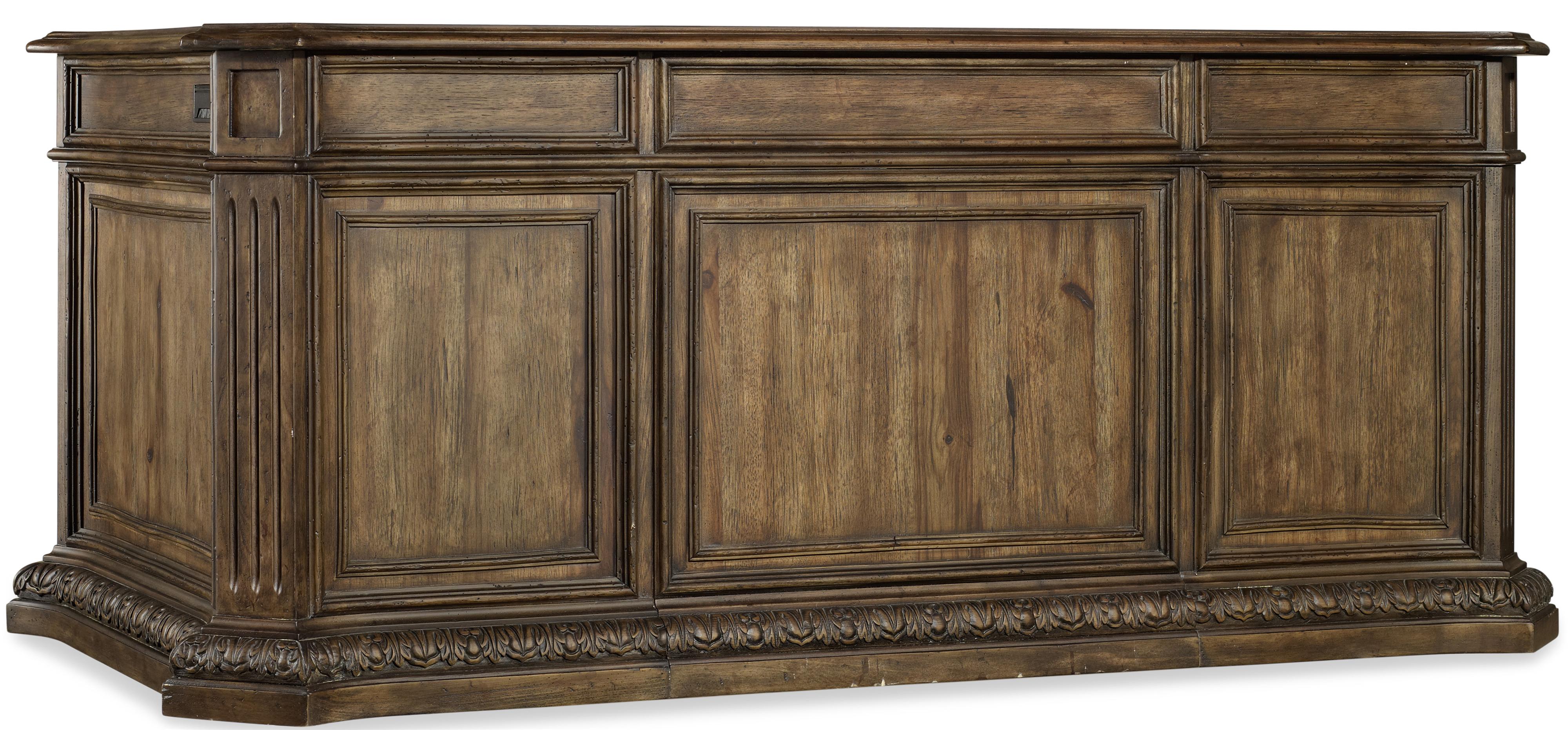 Hooker Furniture Rhapsody 5070 10563 Traditional Executive Desk with Leather Writing Surface and Locking File Drawers Belfort Furniture Desk Double Pedestal