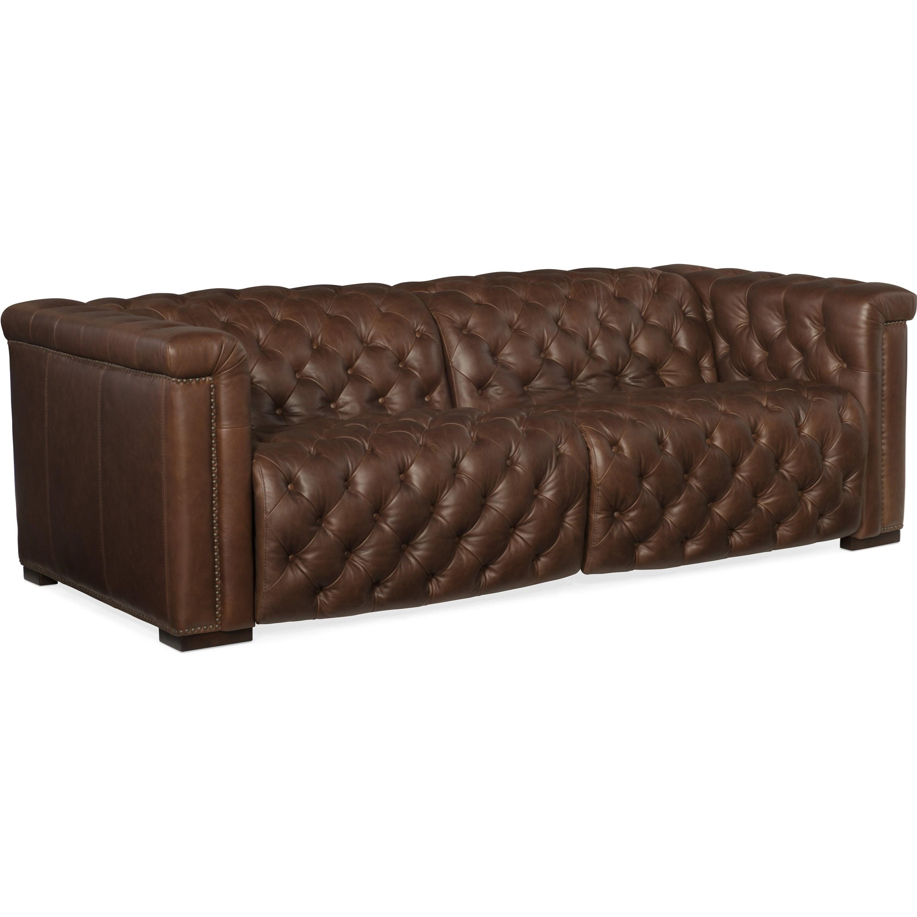 Hooker Furniture Savion 32474 Traditional Power Reclining Chesterfield Sofa with Power Headrest Thornton Furniture Reclining Sofa