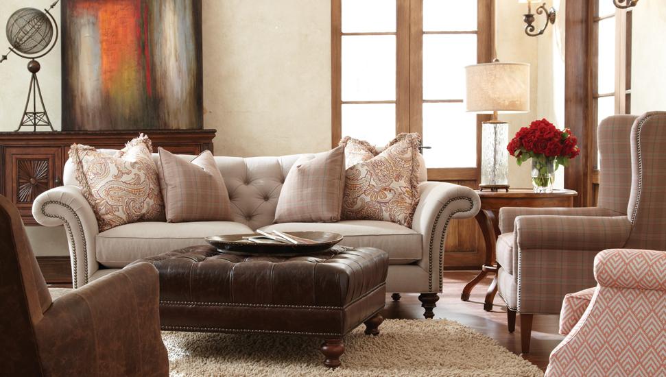 Tufted rolled sales arm sofa