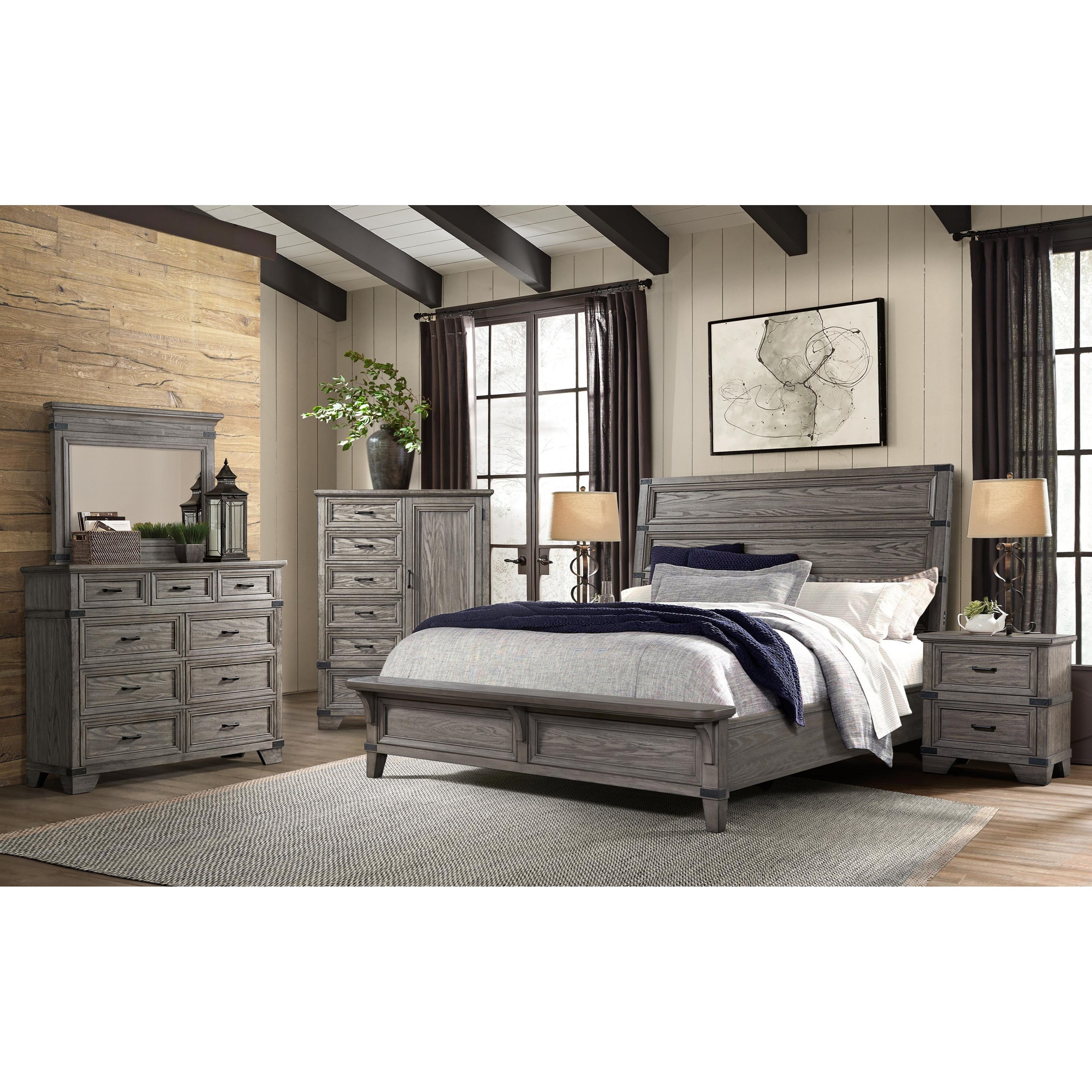 Industrial dresser shop and nightstand set