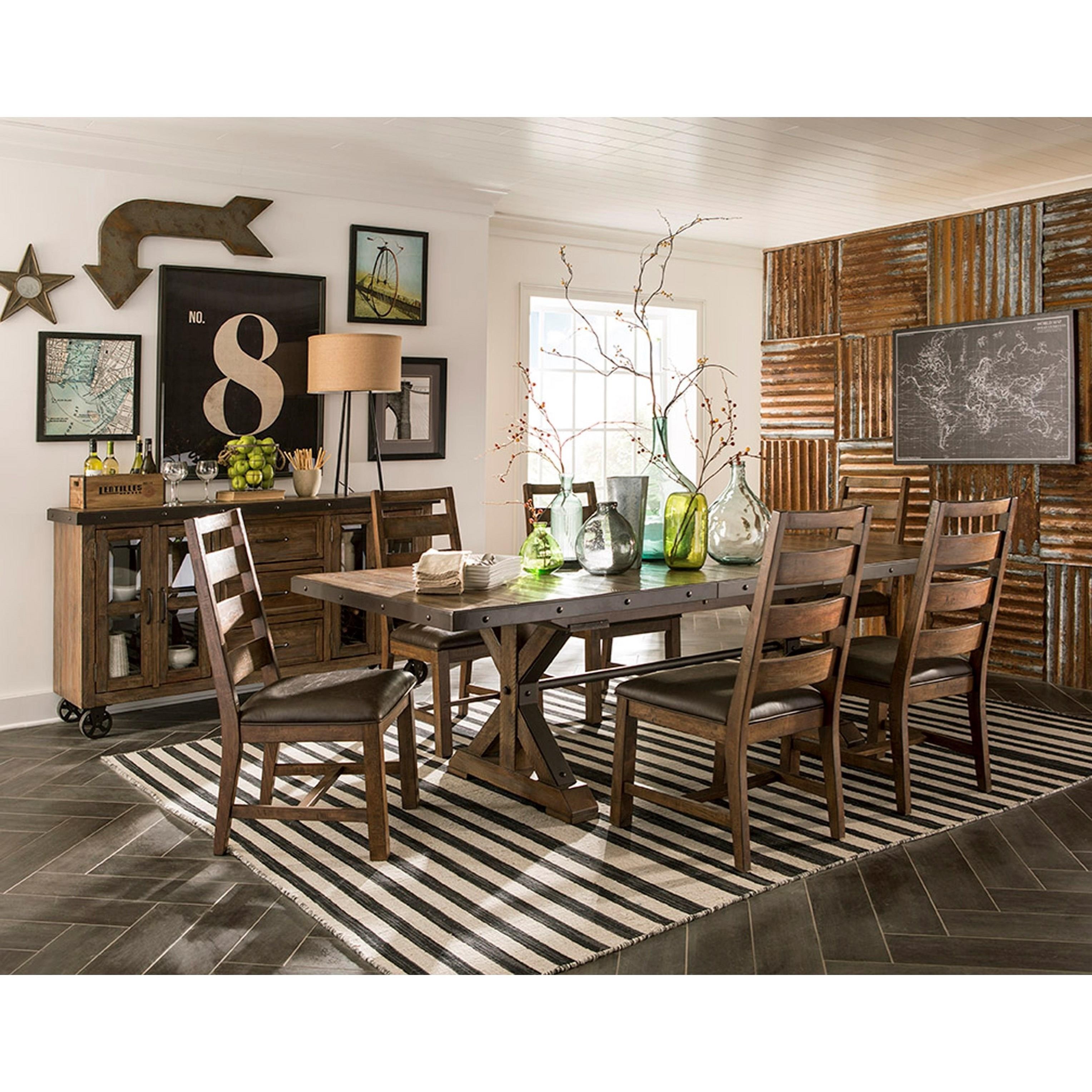 Belfort Select Floris 321254550 Rustic Trestle Table with Self Storing Leaf Belfort Furniture Table Dining formal
