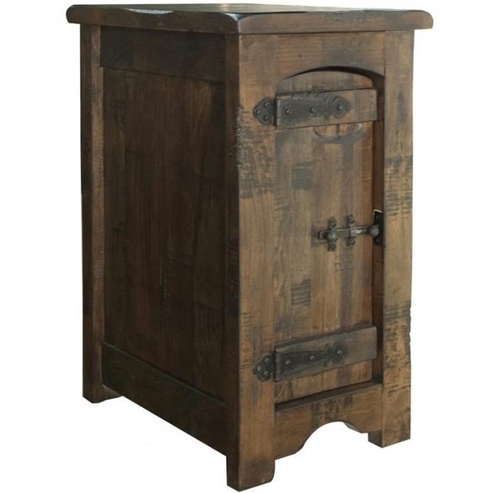International Furniture Direct Mezcal IFD567CST Rustic Solid Wood 1 Door Chairside Table Furniture and ApplianceMart Occ End Tables