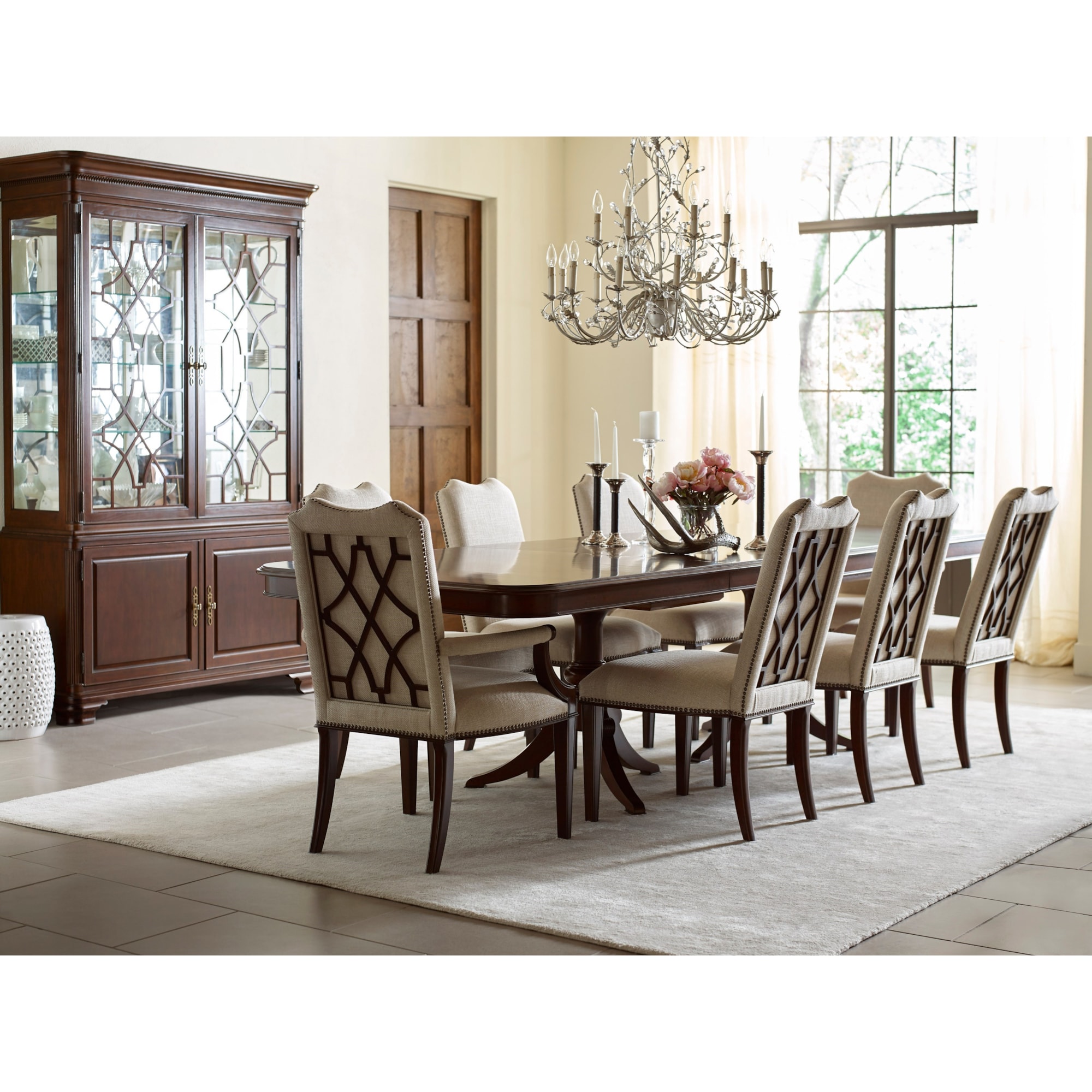 Kincaid Furniture Hadleigh 607744P Traditional Double Pedestal Dining
