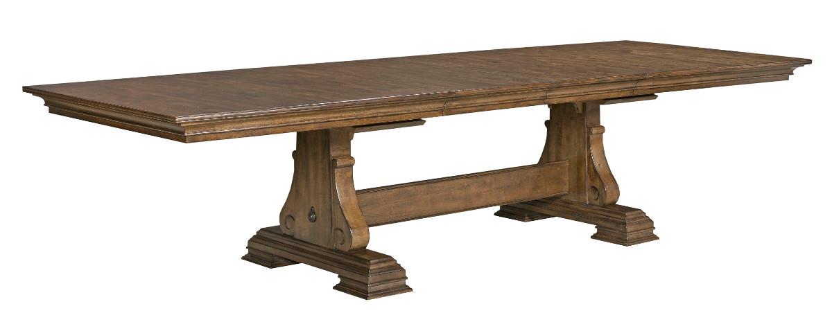 Solid oak top trestle dining table