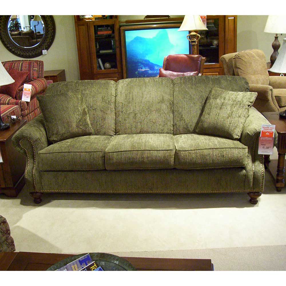 King Hickory 4200 4200 olive Rolled arm and back sofa with nail head trim Stuckey Furniture Uph Stationary Sofas