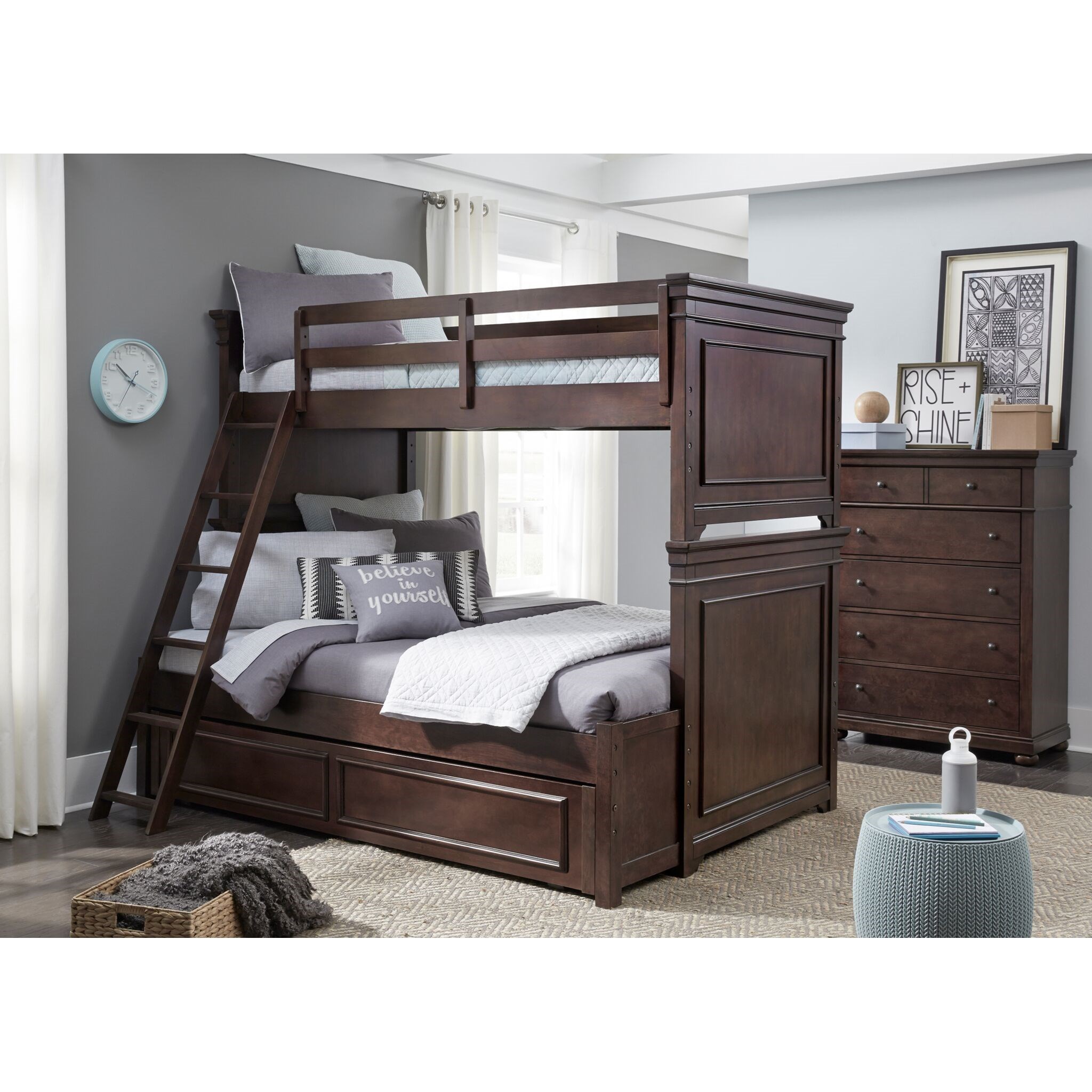 Legacy Classic Kids Canterbury 380877 Transitional Twin over Full Bunk with Ladder Story Lee Furniture Bed Bunk Bed