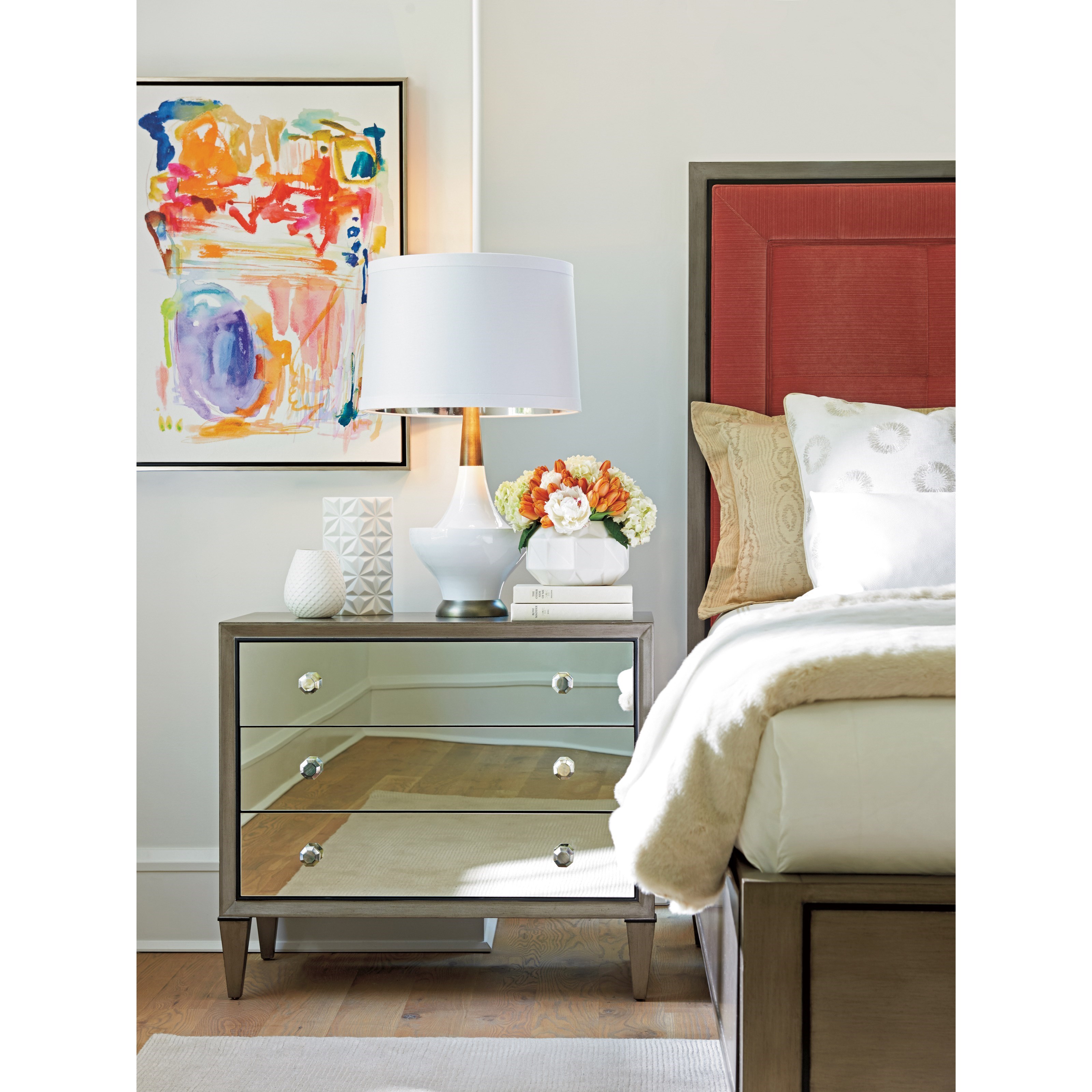Lexington Ariana 732 621 Divonne Mirrored Nightstand with Abalone