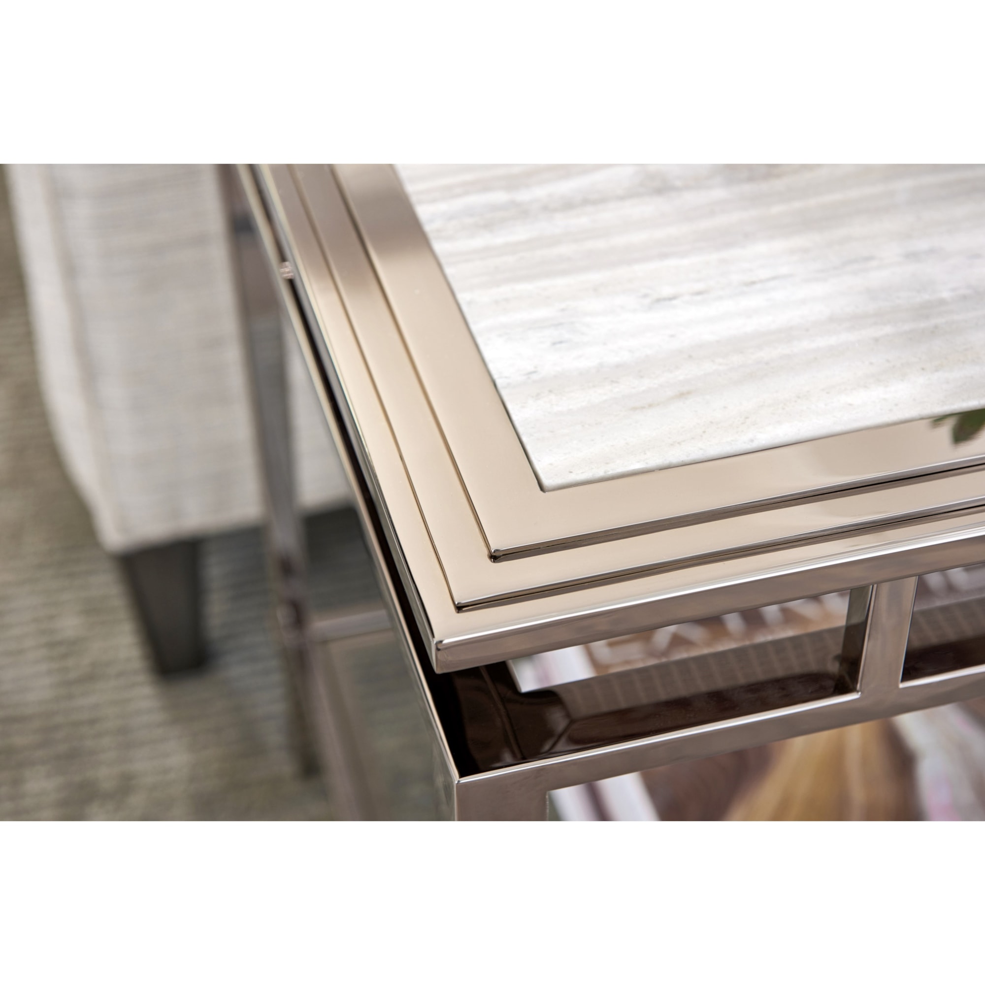 Lexington Ariana 732955C Athene Stainless End Table with Marble Top
