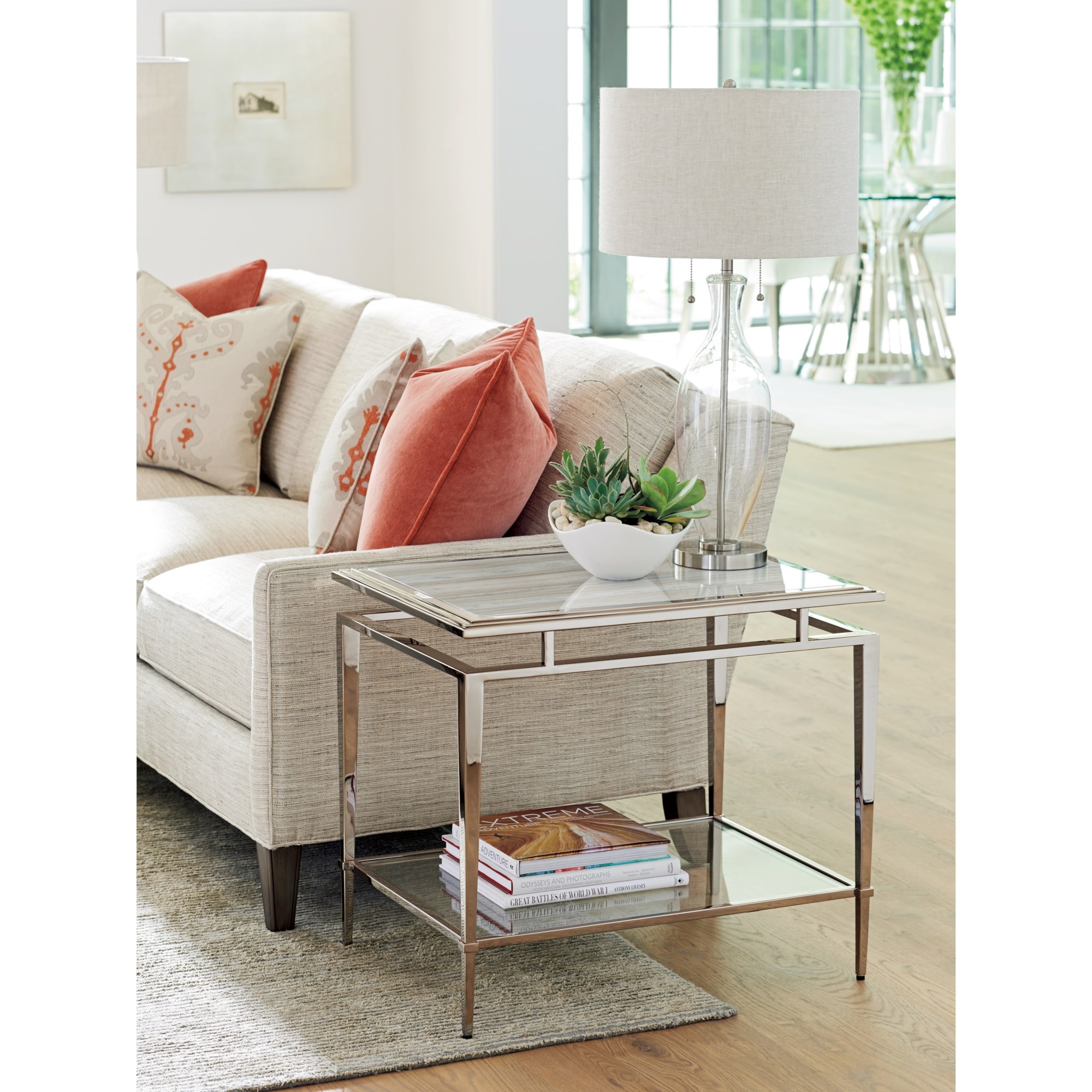 Lexington Ariana 732955C Athene Stainless End Table with Marble Top