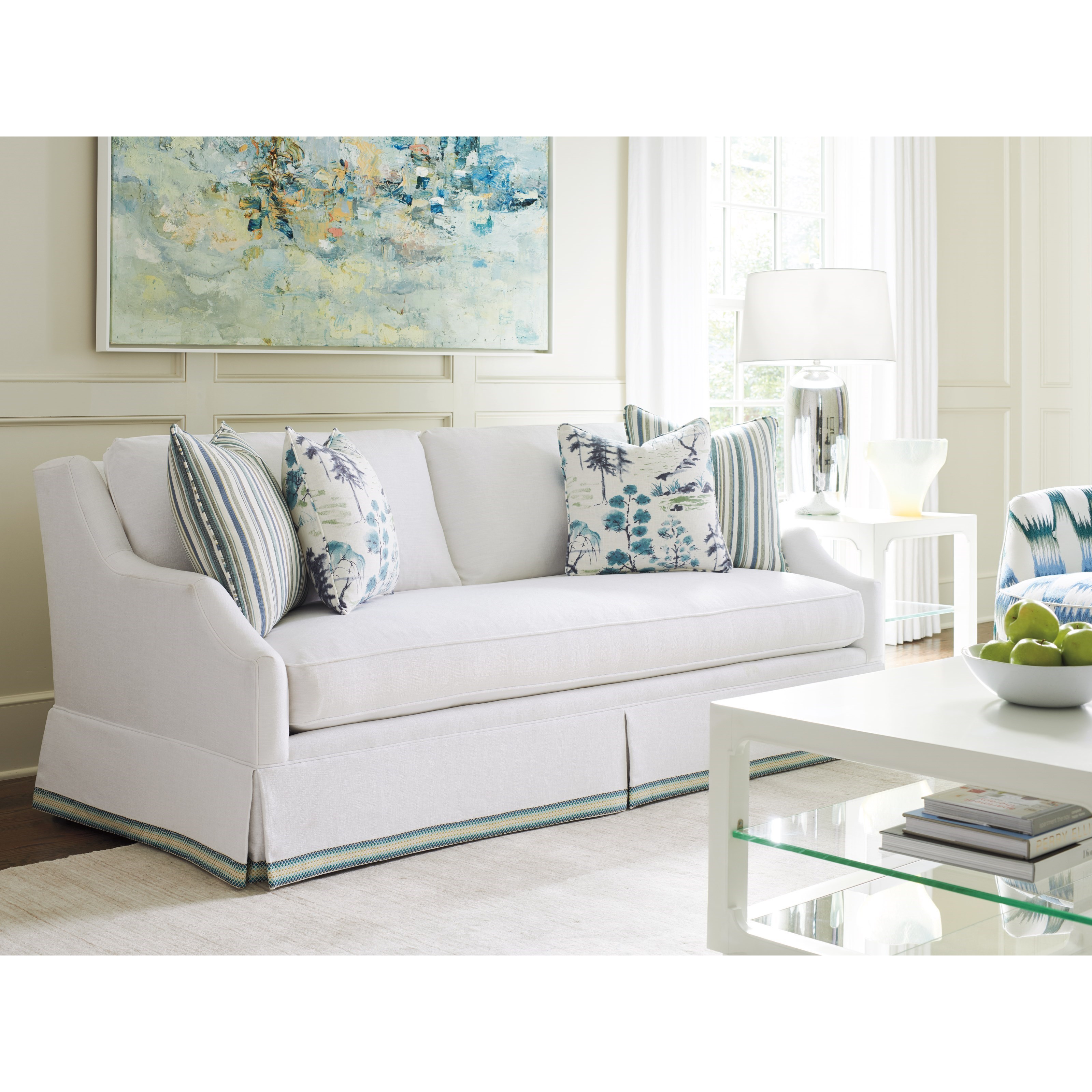 Skirted sofa sale and loveseat