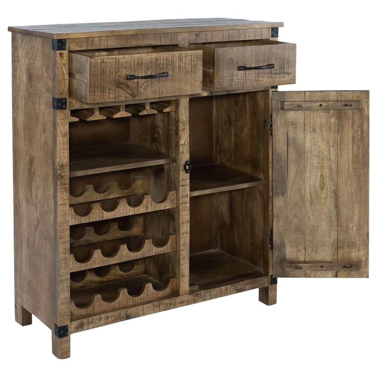 Accent cabinet with wine outlet rack