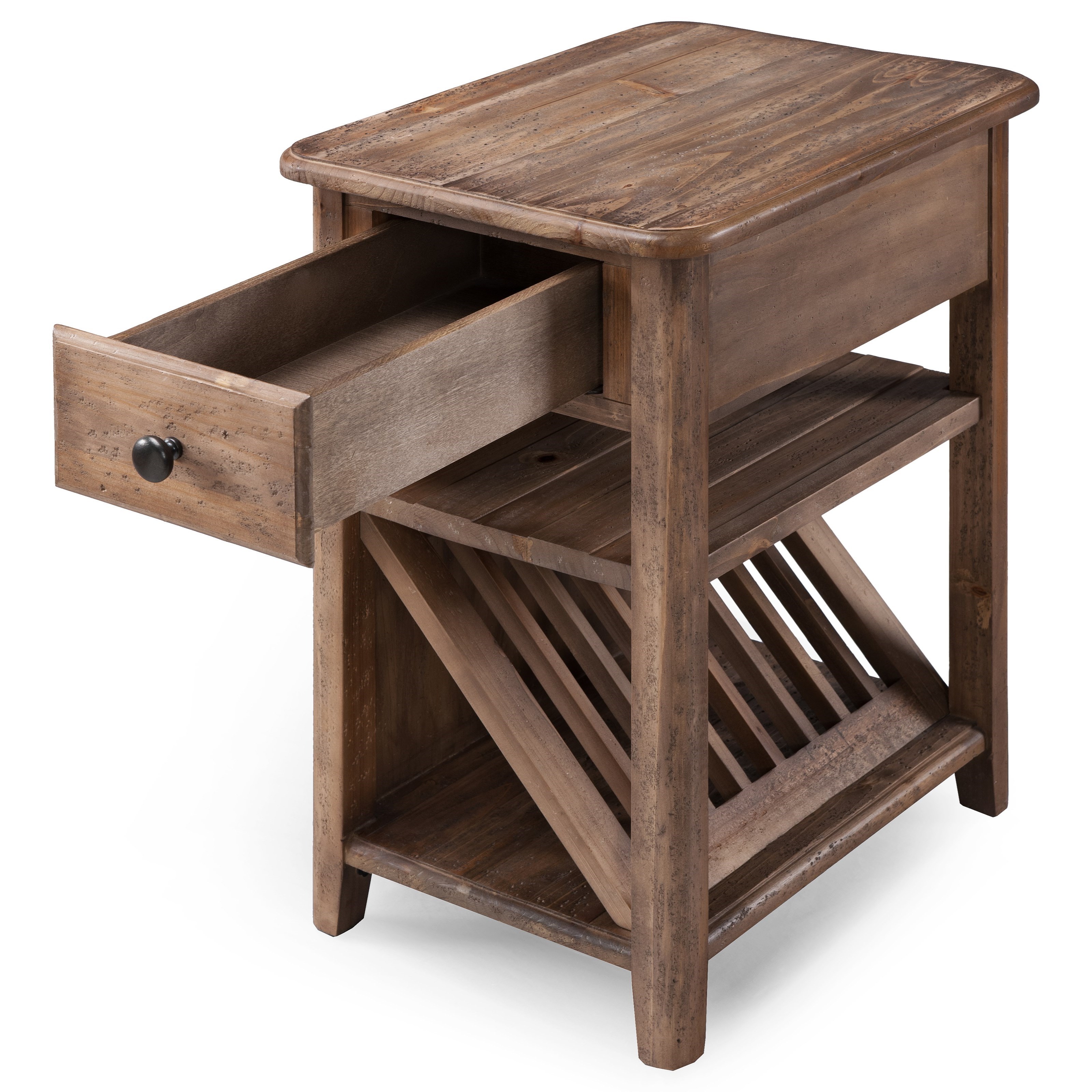 Chairside magazine outlet rack