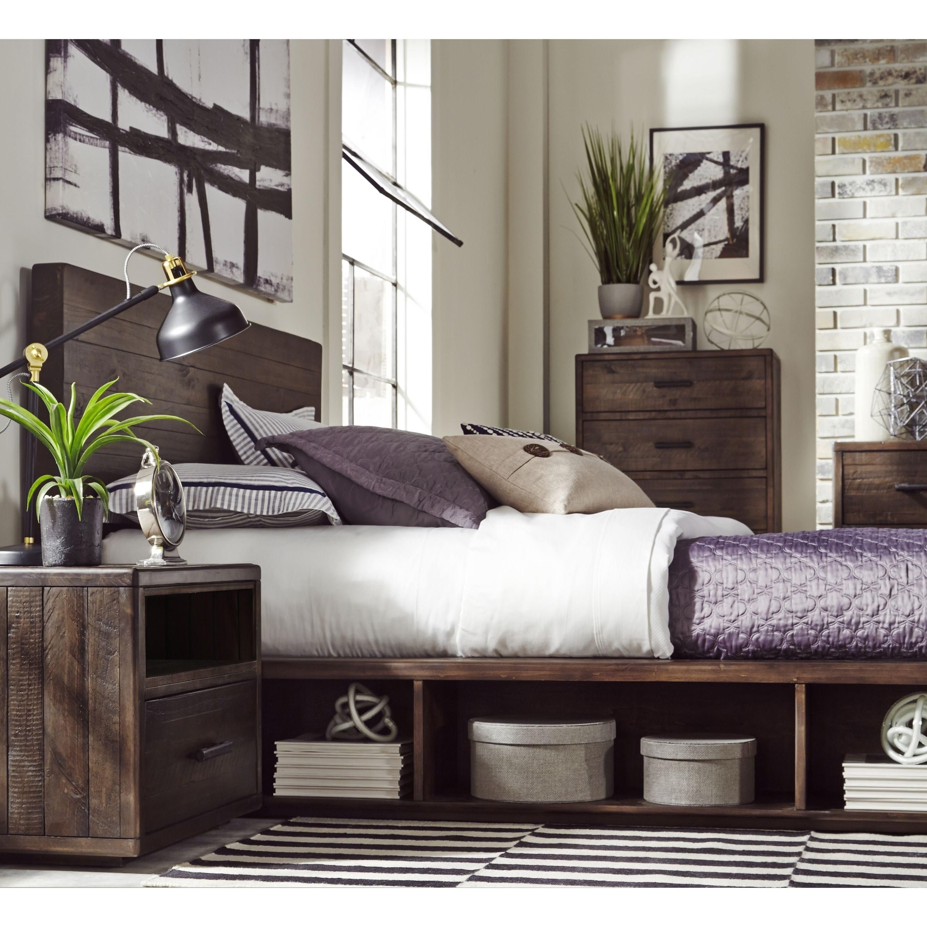 Platform bed on sale with open storage