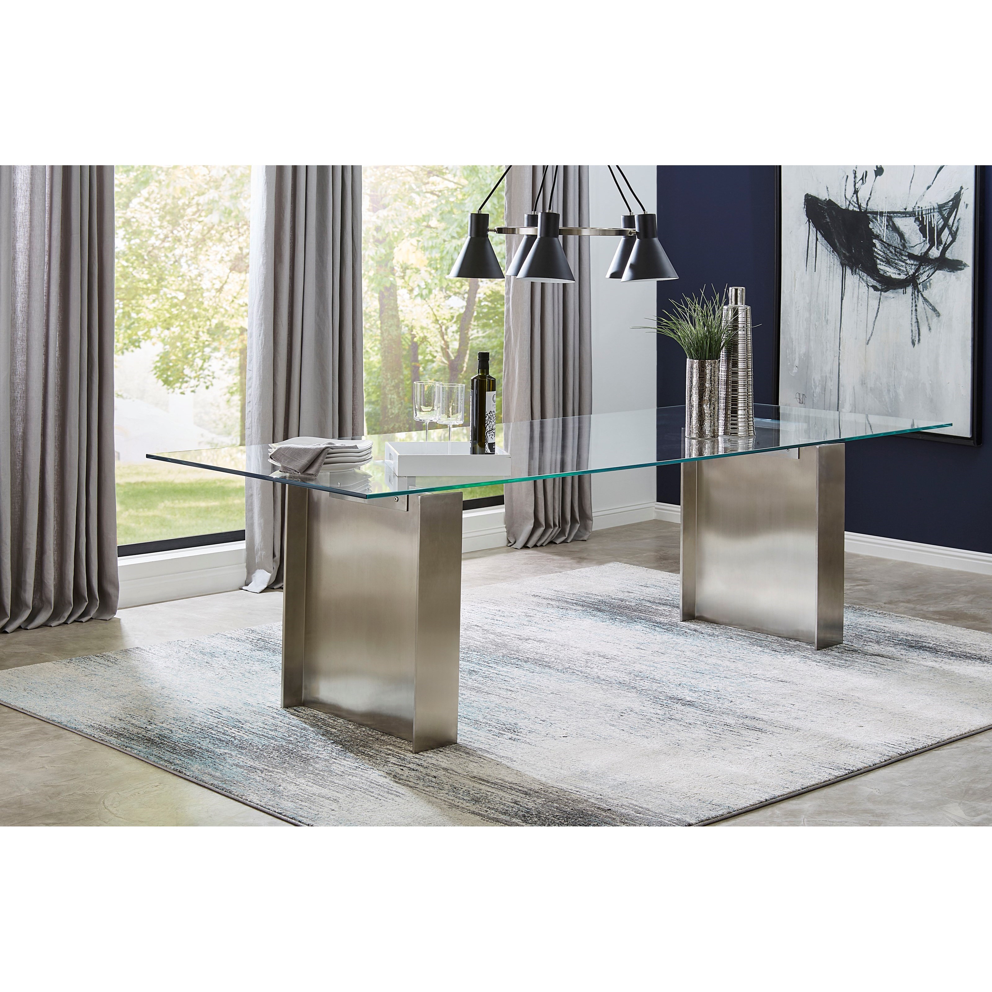 Brushed stainless cheap steel dining table