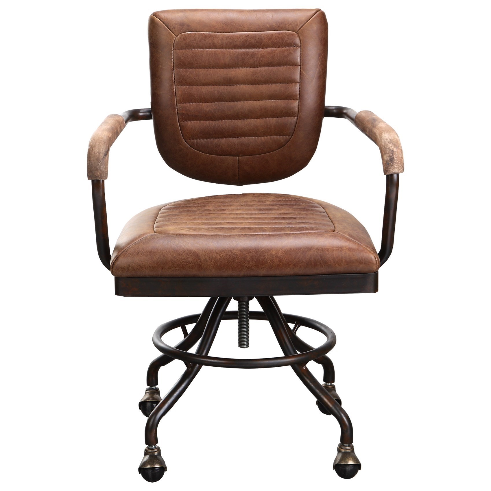 Industrial leather deals desk chair