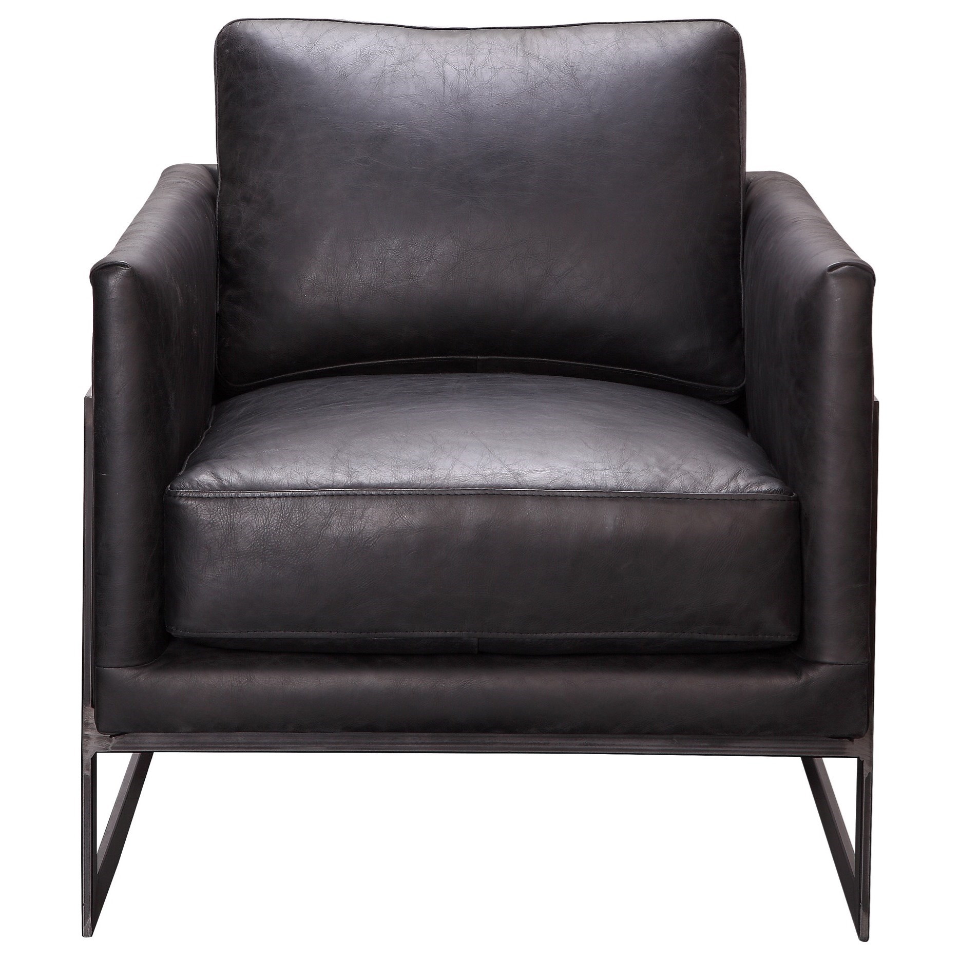 Top grain shop leather club chair