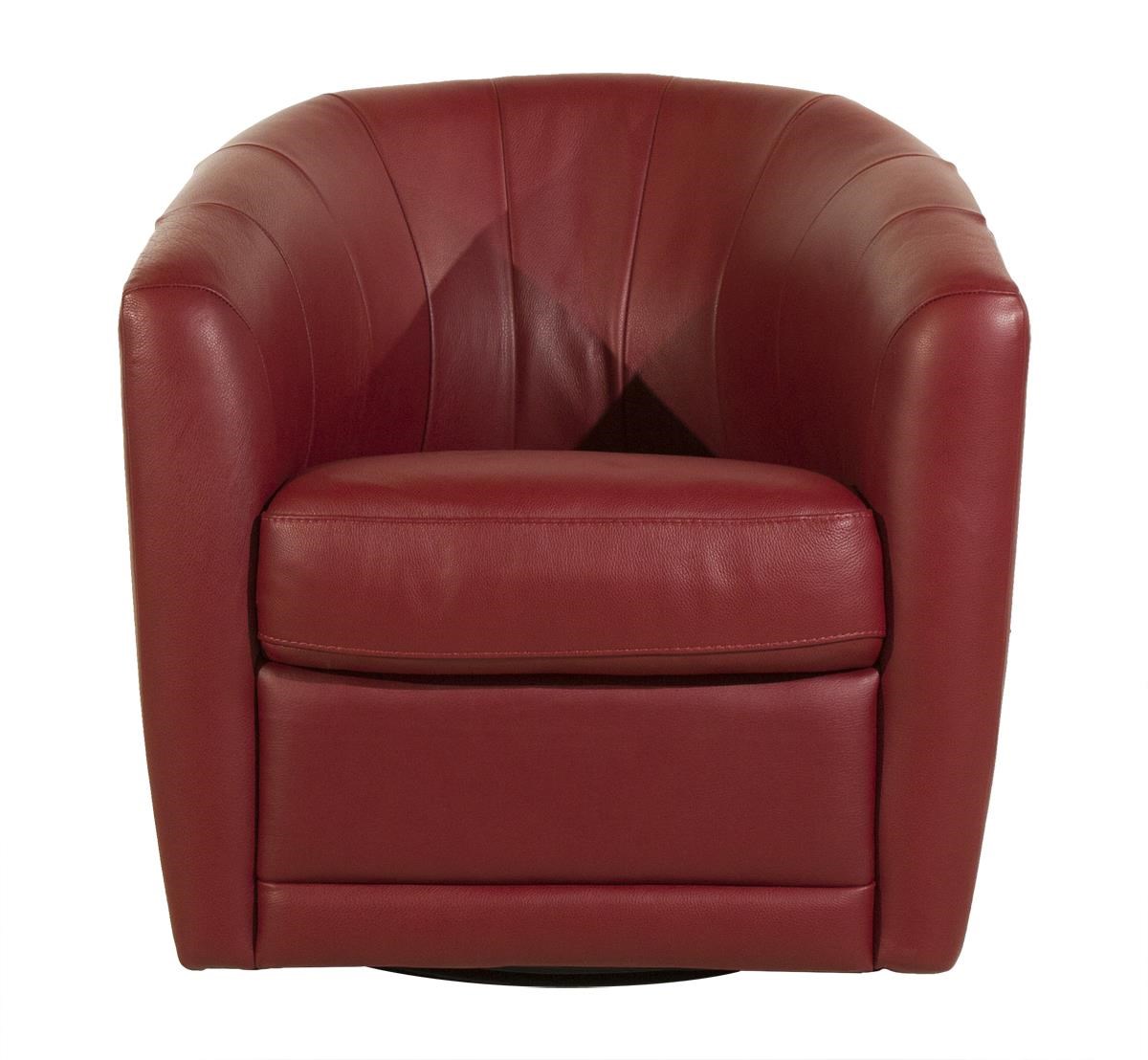 Red leather barrel outlet chair