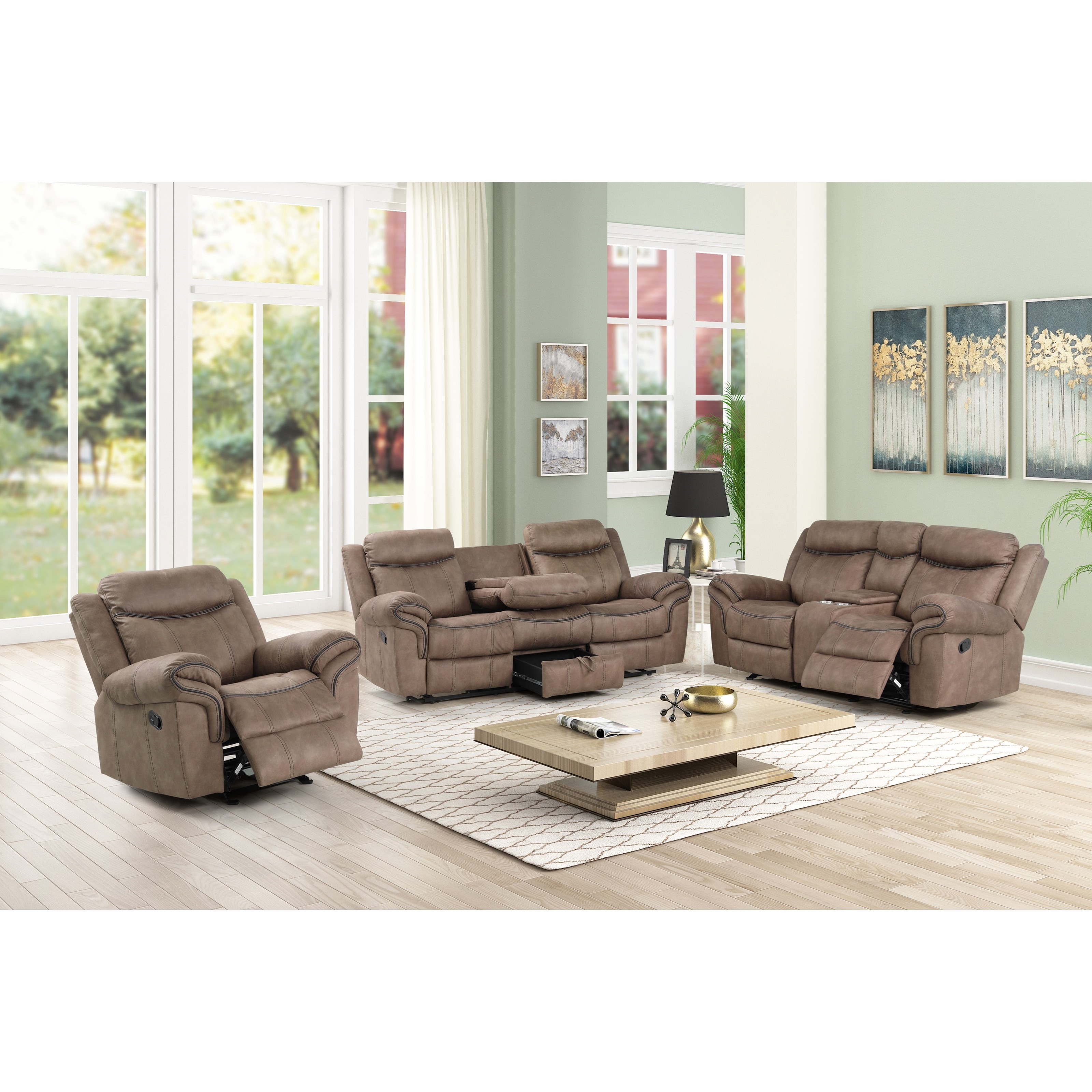 Dual glider reclining loveseat without deals console