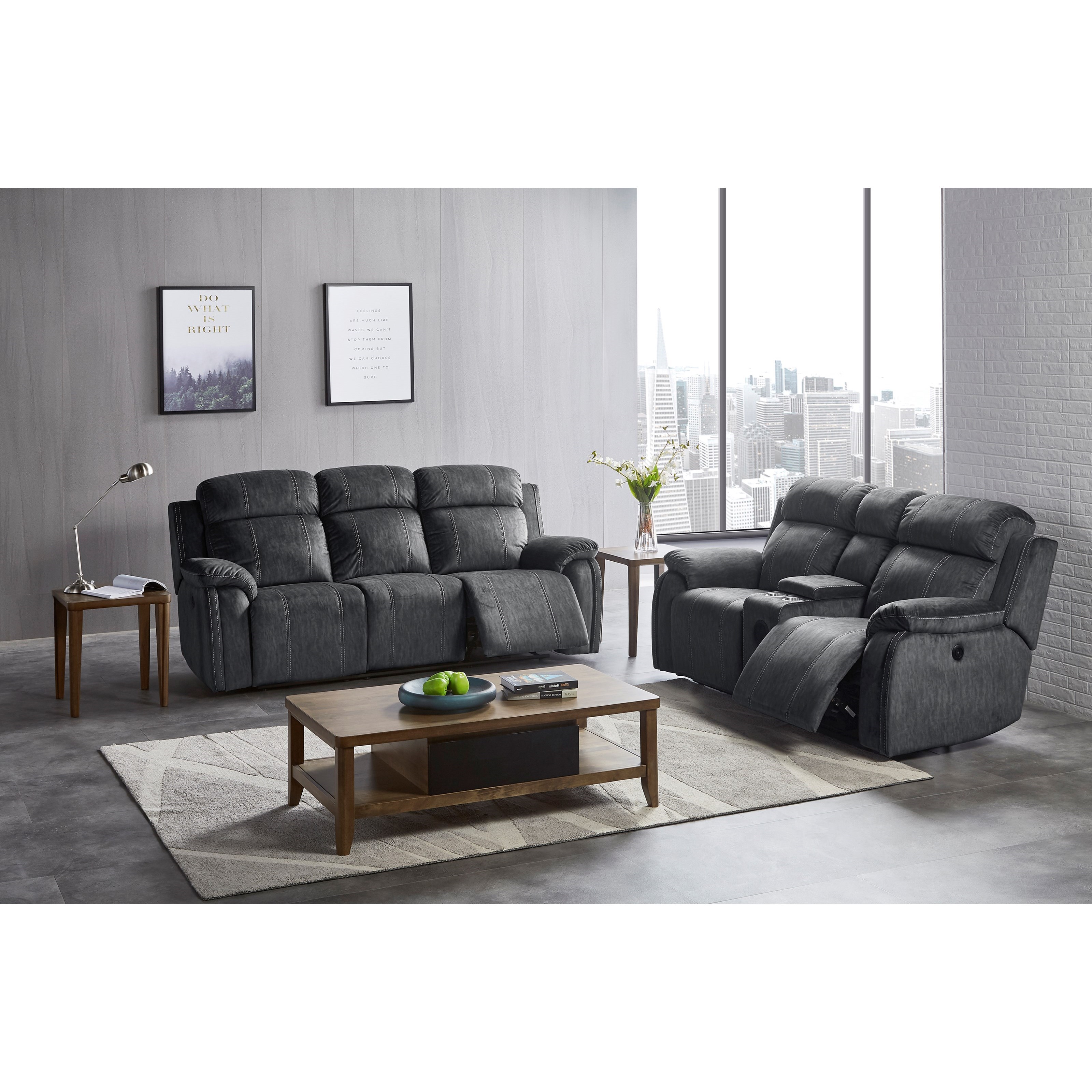 New Classic Tango NCLA U396 30P1 SHW Power Dual Reclining Sofa with Pillow Arms Value City Furniture Reclining Sofa