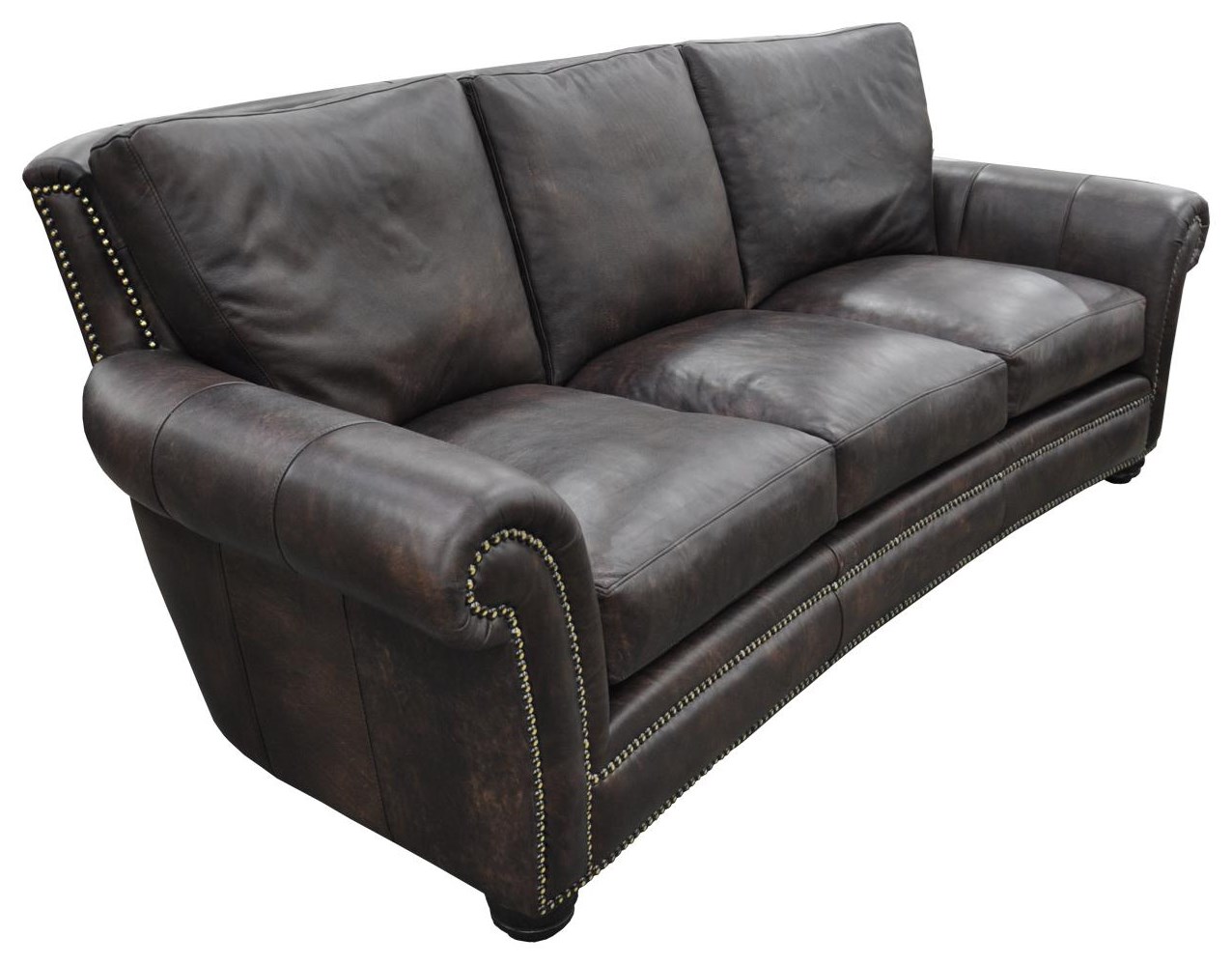 Omnia Leather Kaymus Kaymus 13001 Rolled Arm Leather Sofa with