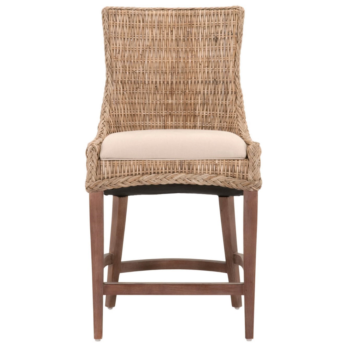 Essentials for Living Woven 6814CS.GKU LGRY Greco Woven Counter Stool with Upholstered Seat Baer s Furniture Bar Stools