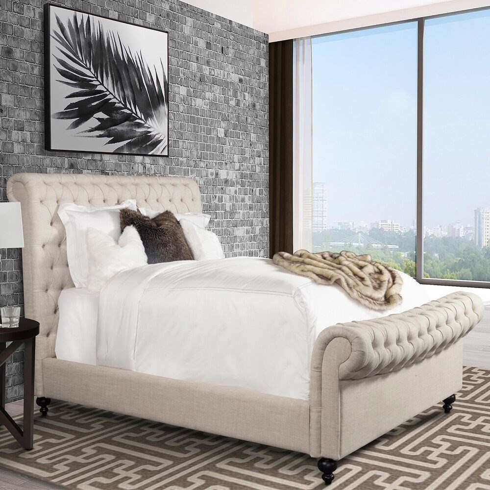 Jackie Queen Upholstered Sleigh Bed