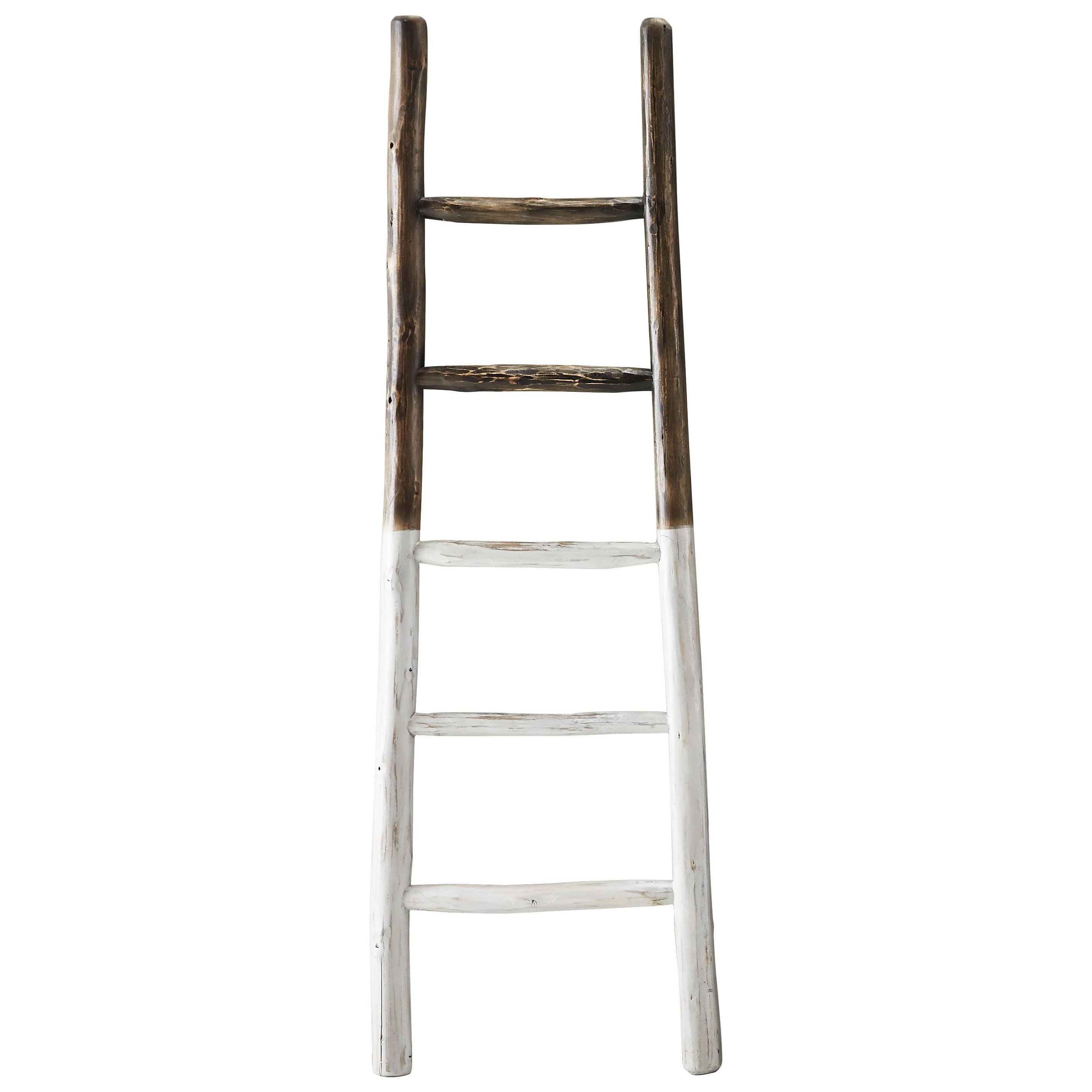 White wooden outlet blanket ladder
