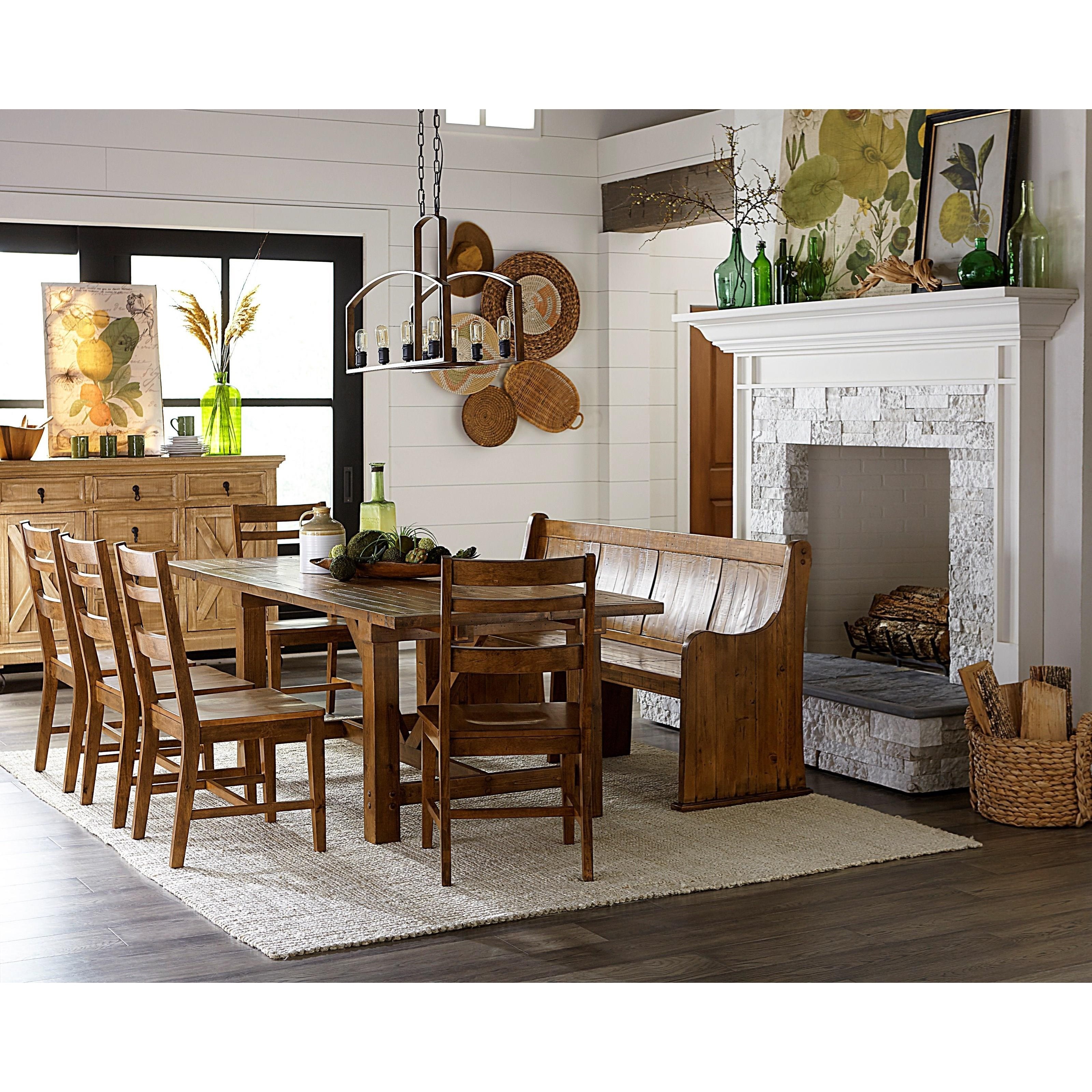 Dining room table deals with high back bench