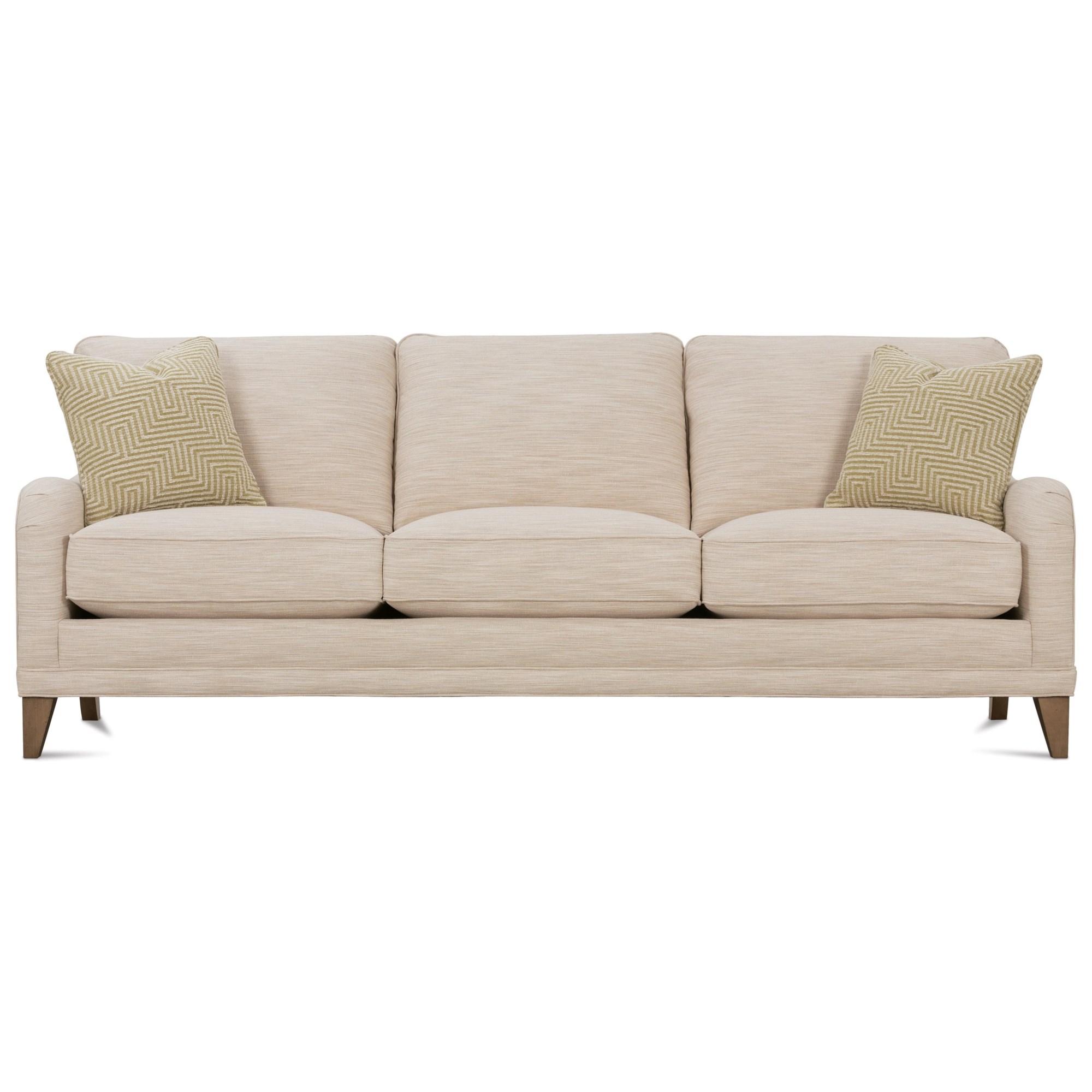 Rowe Townsend Customizable 3-Cushion Sofa with Track Arms & Wood