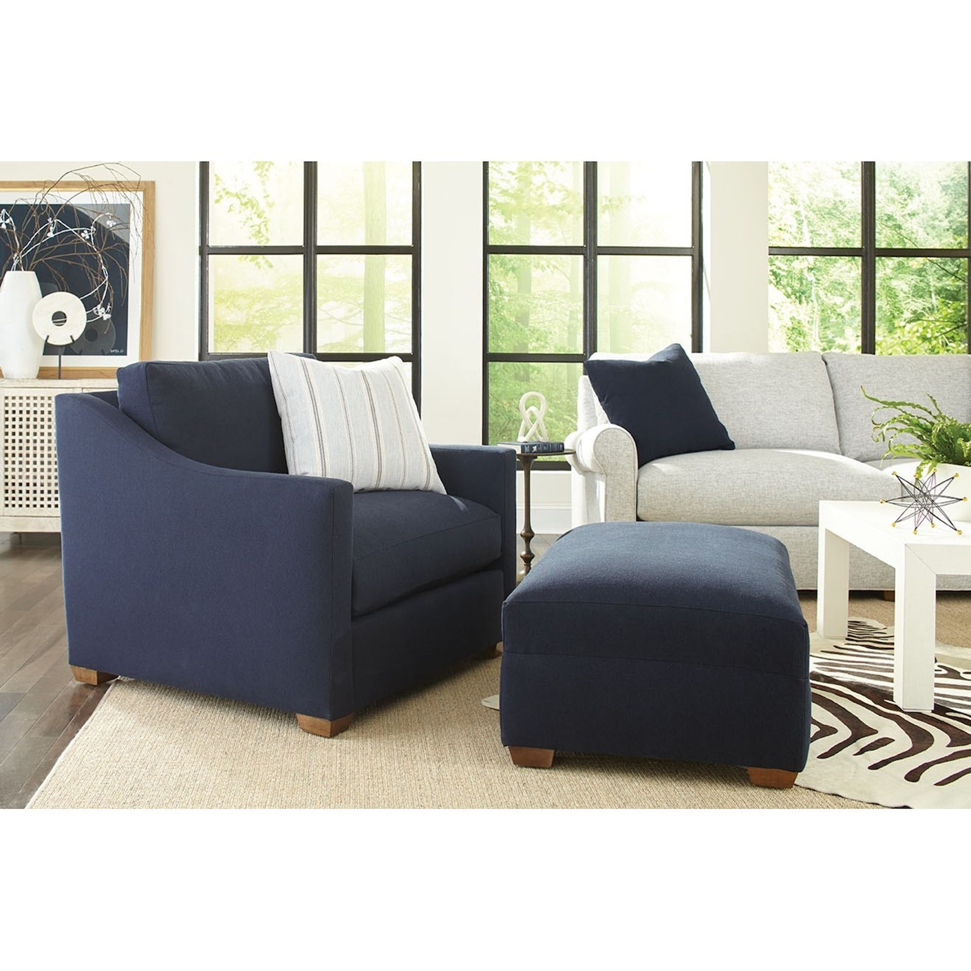 Rowe P603 P604075 Transitional Ottoman Reeds Furniture Ottomans
