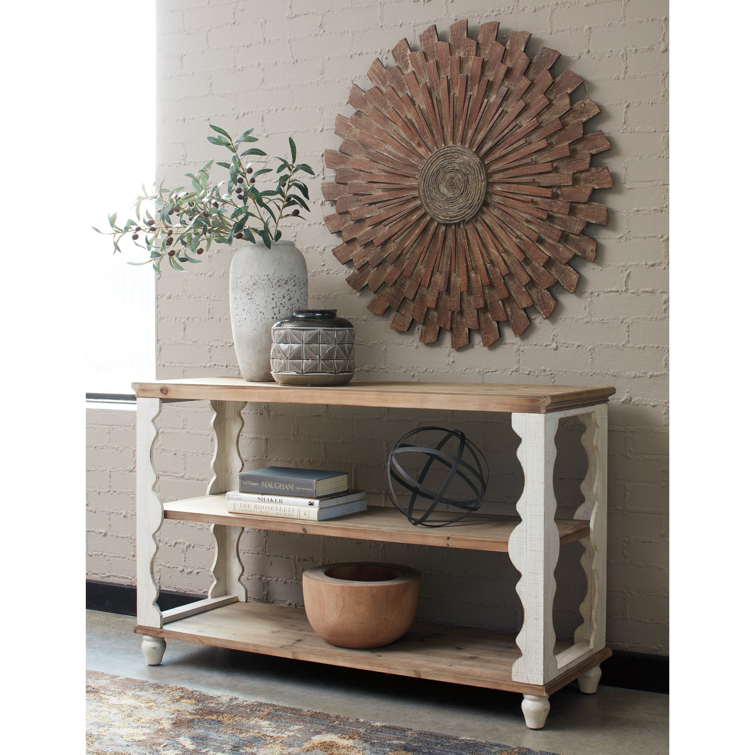Ashley Alwyndale 032687376 Solid Wood Two Tone Finish Console Sofa