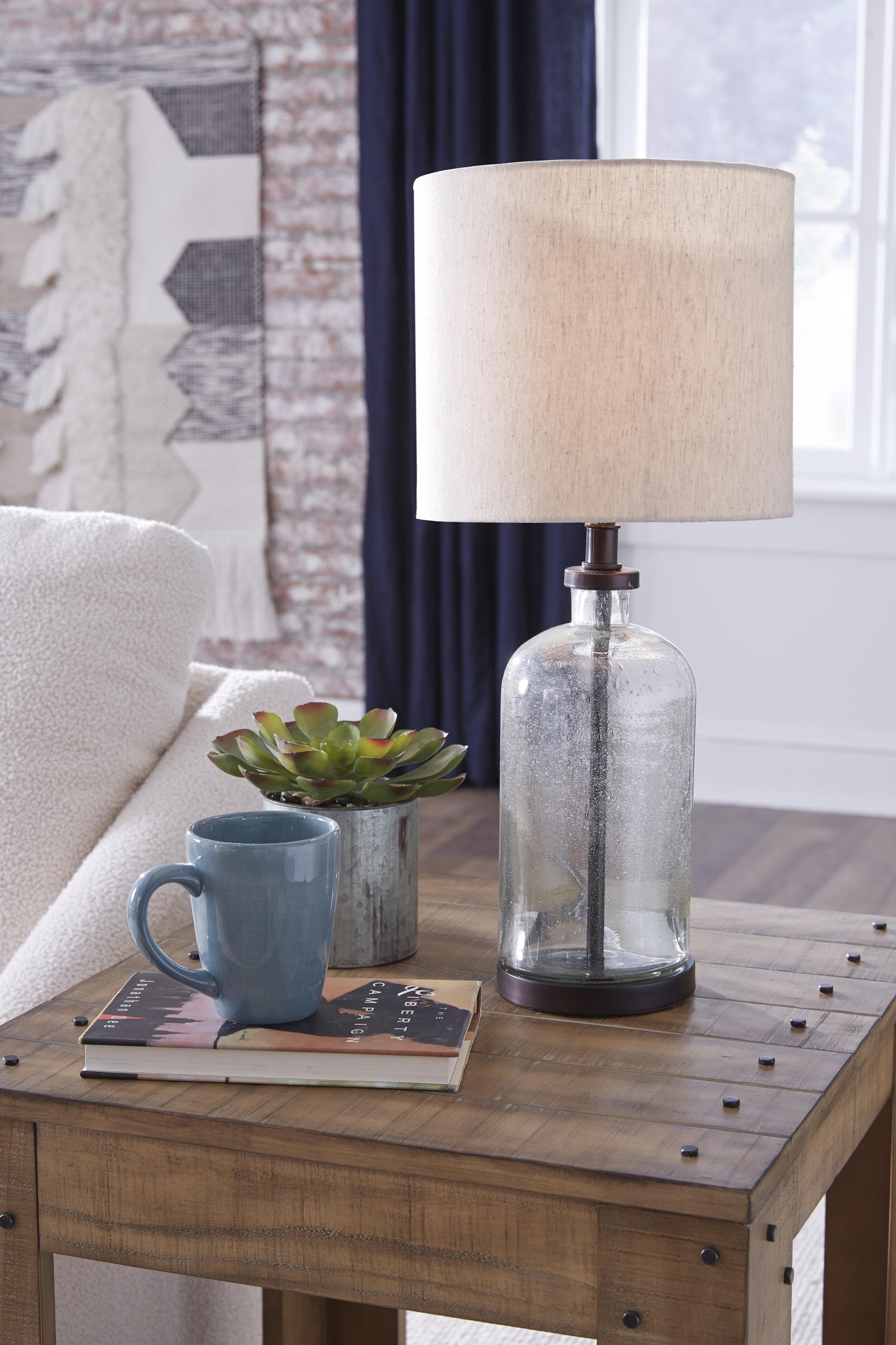 Seeded glass table sales lamp