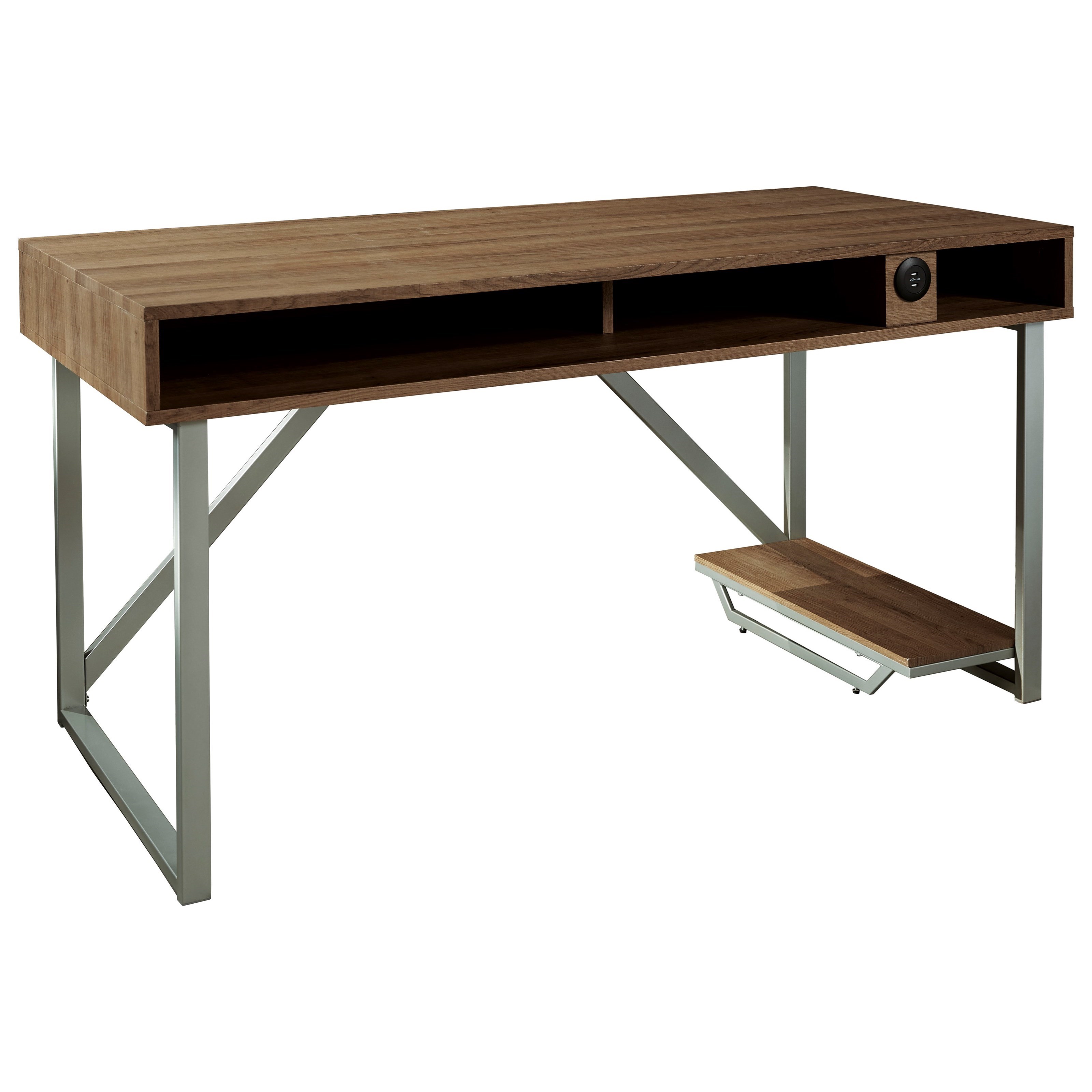 Desk with outlet pc stand