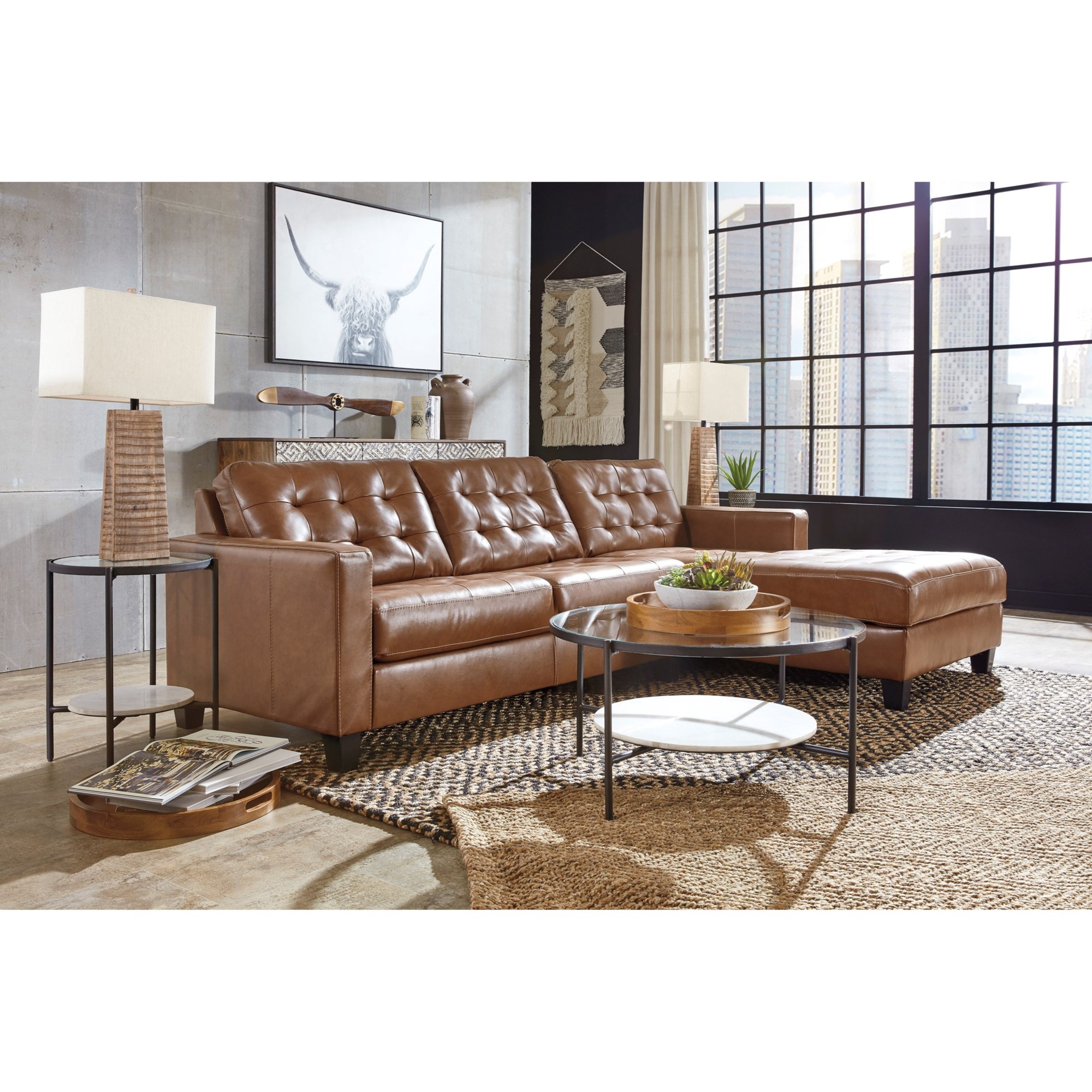 Signature Design by Sofa Ashley Leather Chaise and | 2-Piece with Match Baskove Sectional Sectional Tufting - | Groups 11102S3 ApplianceMart and Furniture