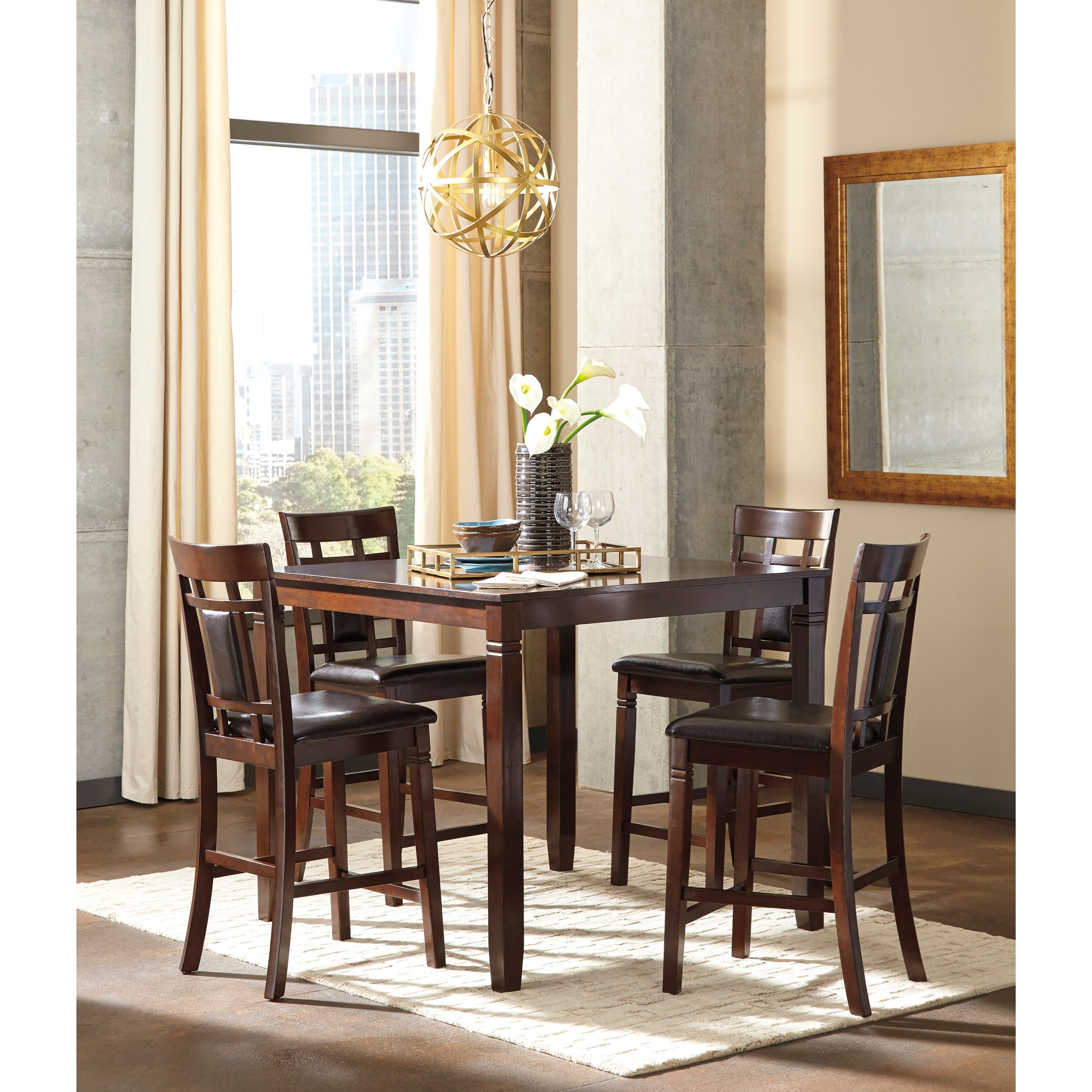 Ashley Signature Design Bennox 1309897 Contemporary 5 Piece Dining Room Counter Table Set Dunk Bright Furniture Dining Set