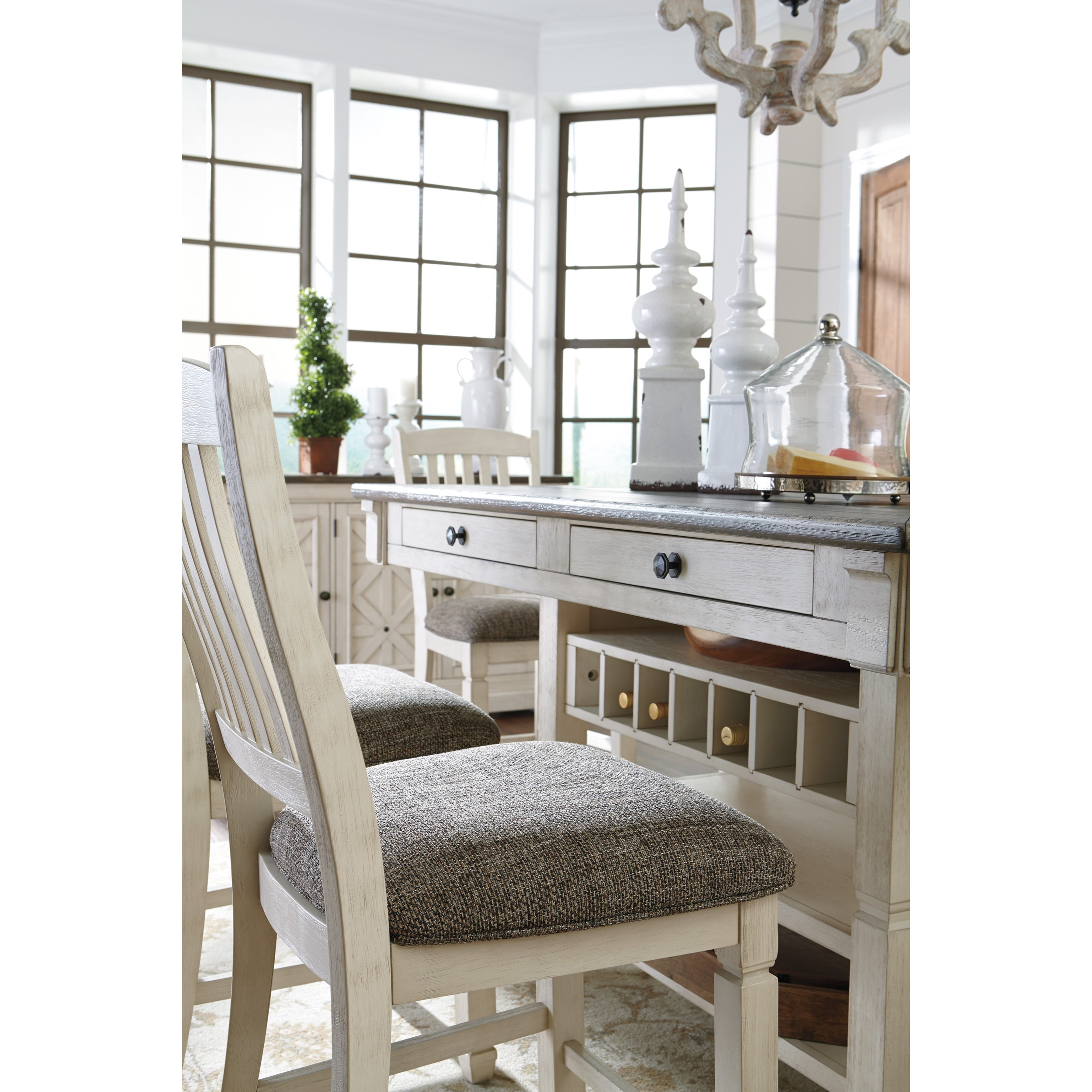 Dining room table shop with wine rack
