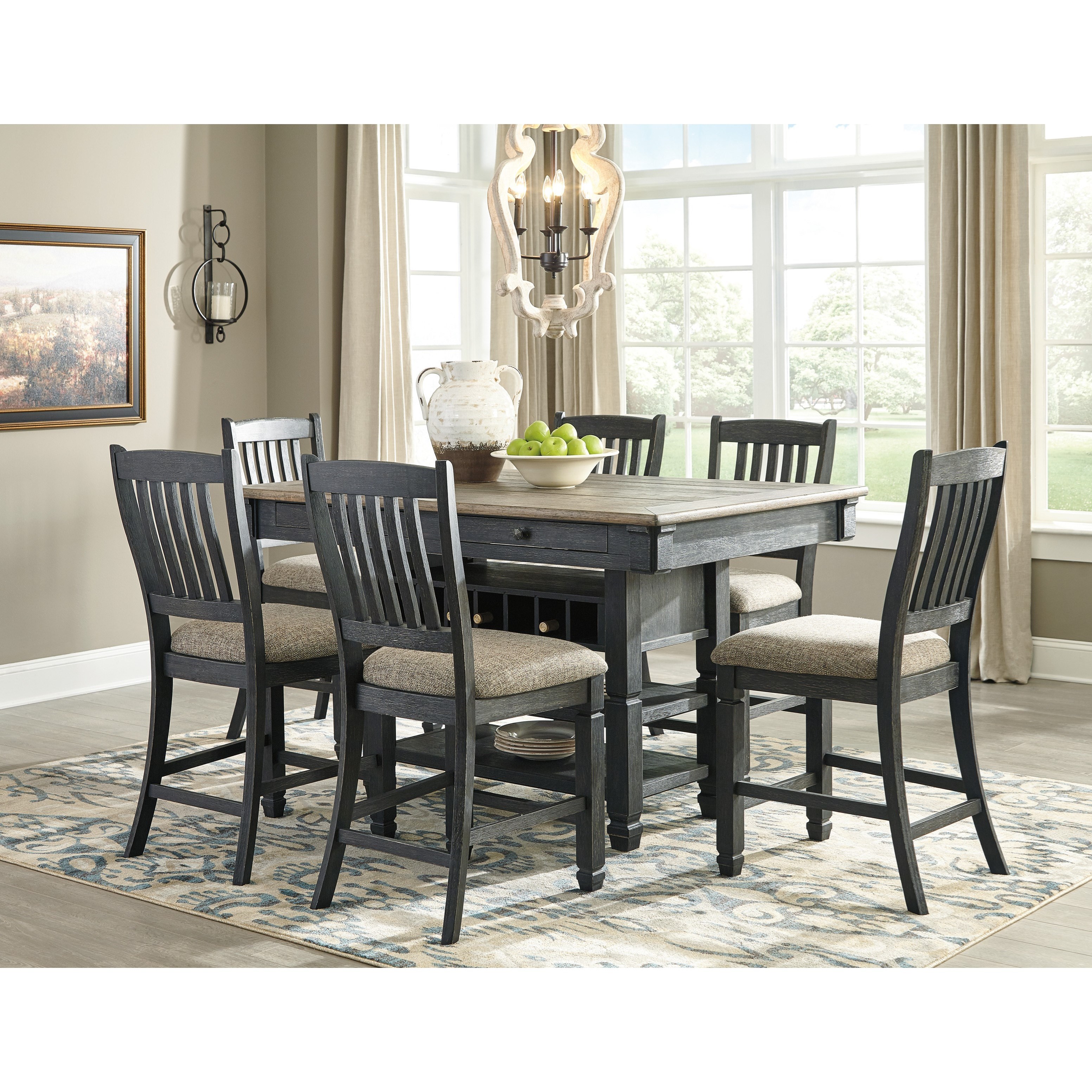 Ashley Furniture Signature Design Tyler Creek D736 124 Relaxed Vintage Upholstered Counter Height Stool with Slat Back Del Sol Furniture Dining Chair Bar Stool