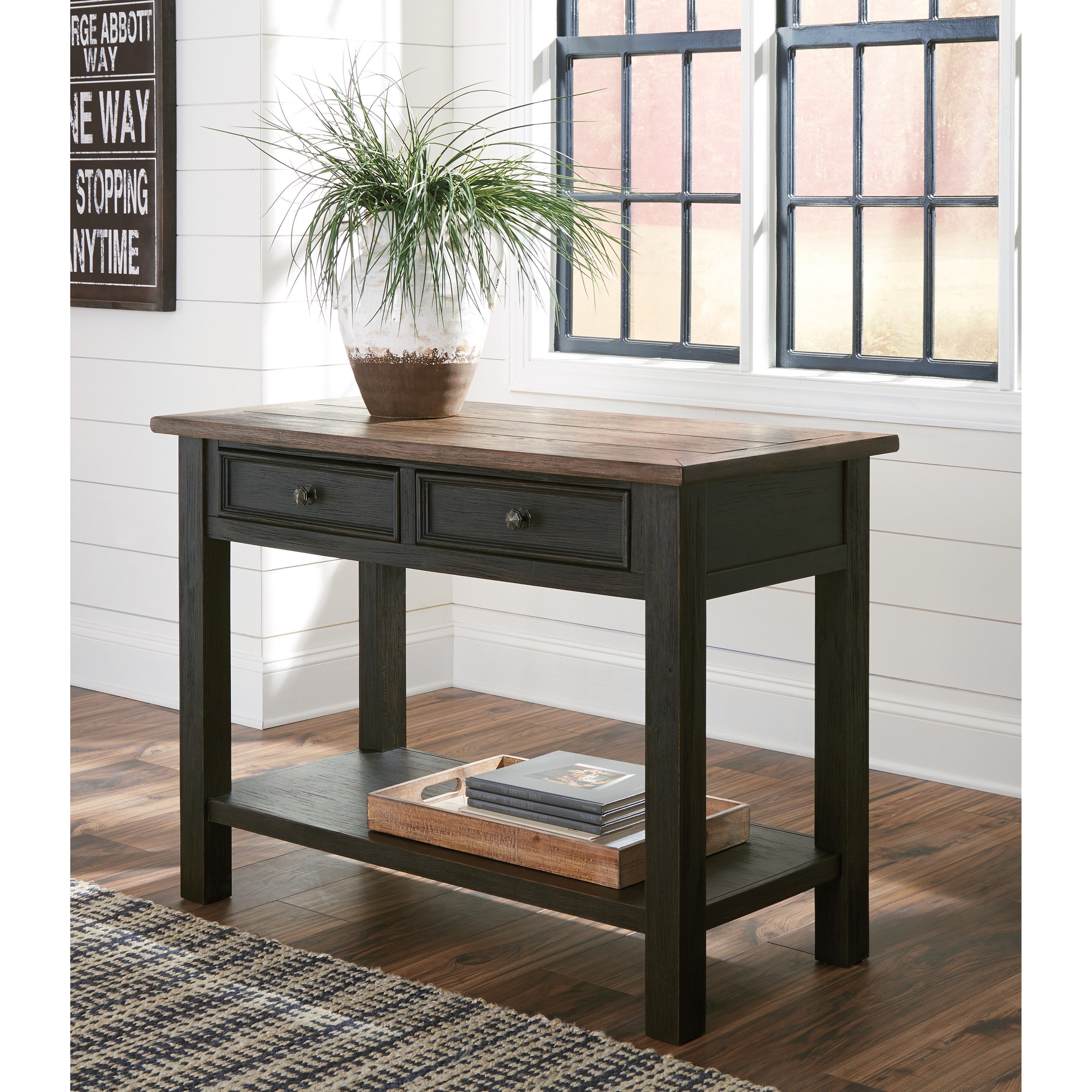 Signature Design by Ashley Tory 000026690620 Black Sofa Table with 2 Drawers Crowley Furniture Mattress Sofa Console Table