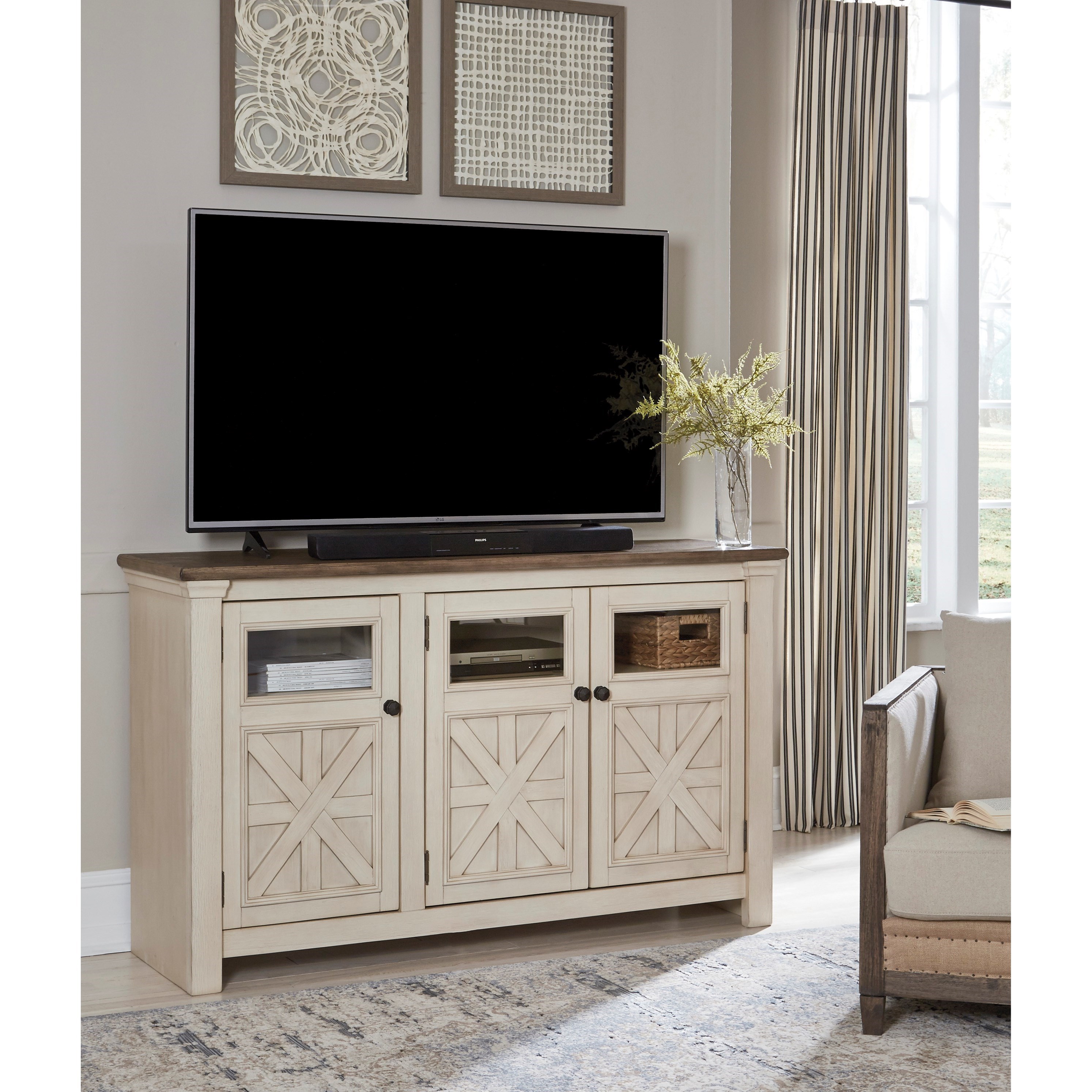 Bolanburg tv stand with hot sale fireplace