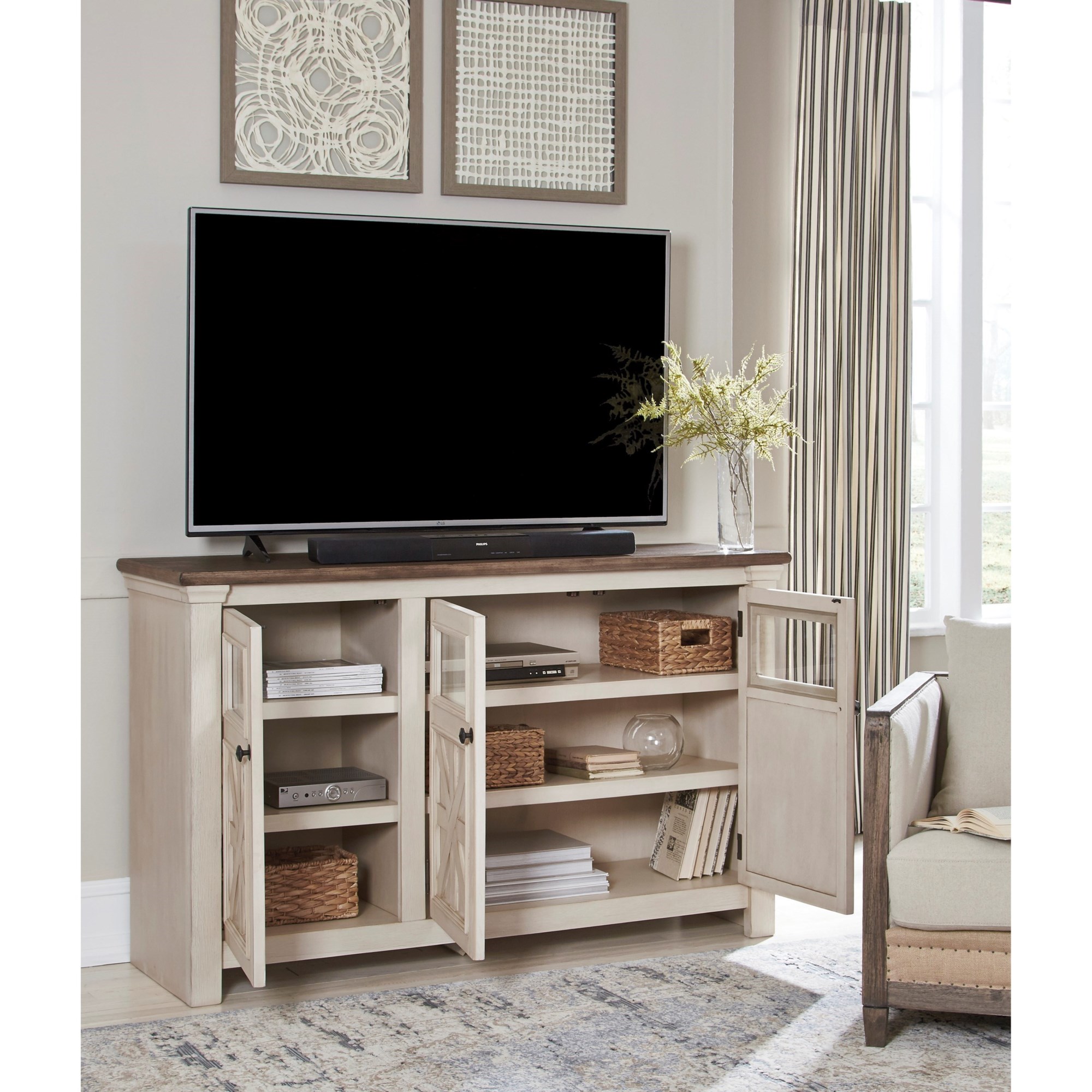 Signature Design by Ashley Bolanburg W647-38 Large TV Stand with Two ...