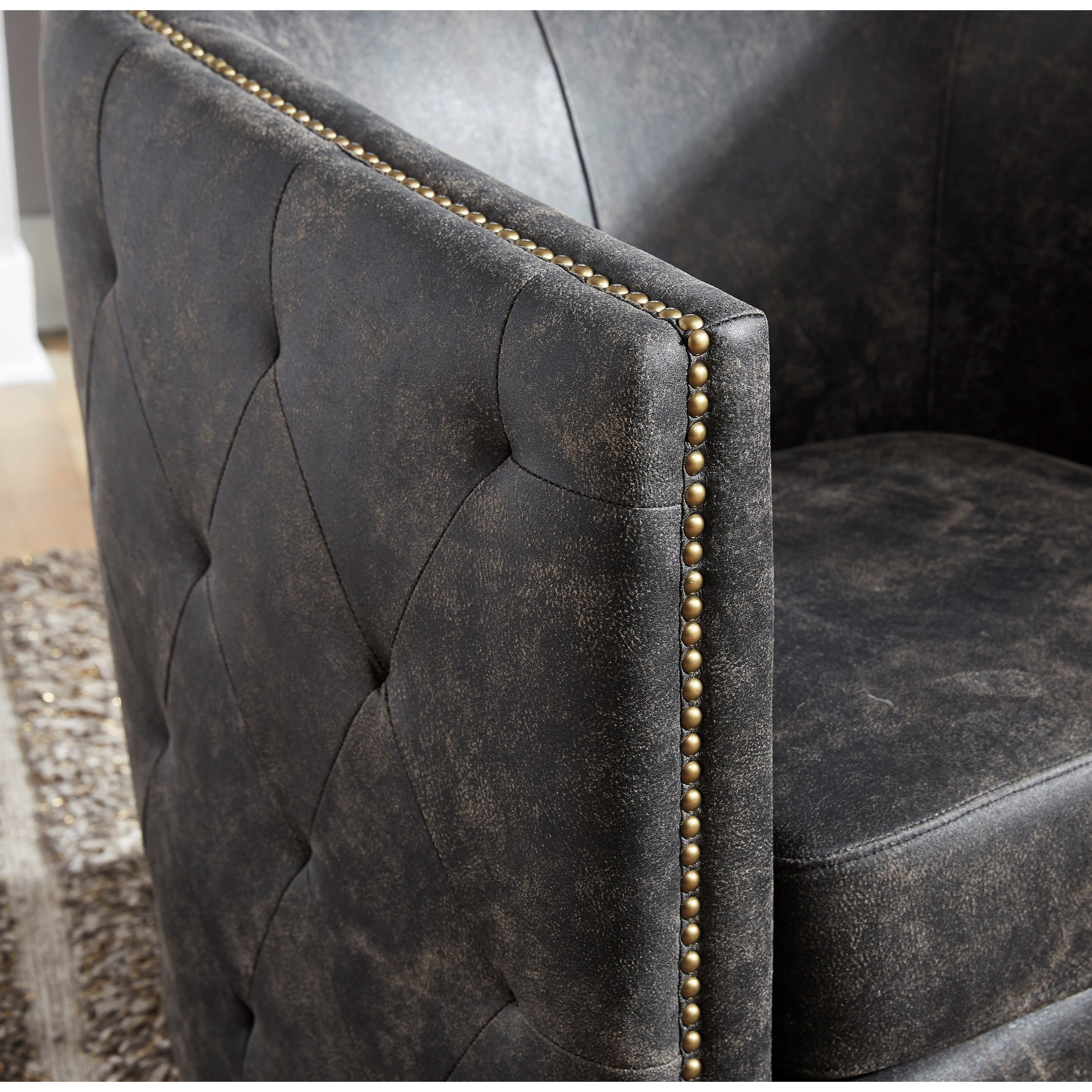 Distressed leather barrel chair sales