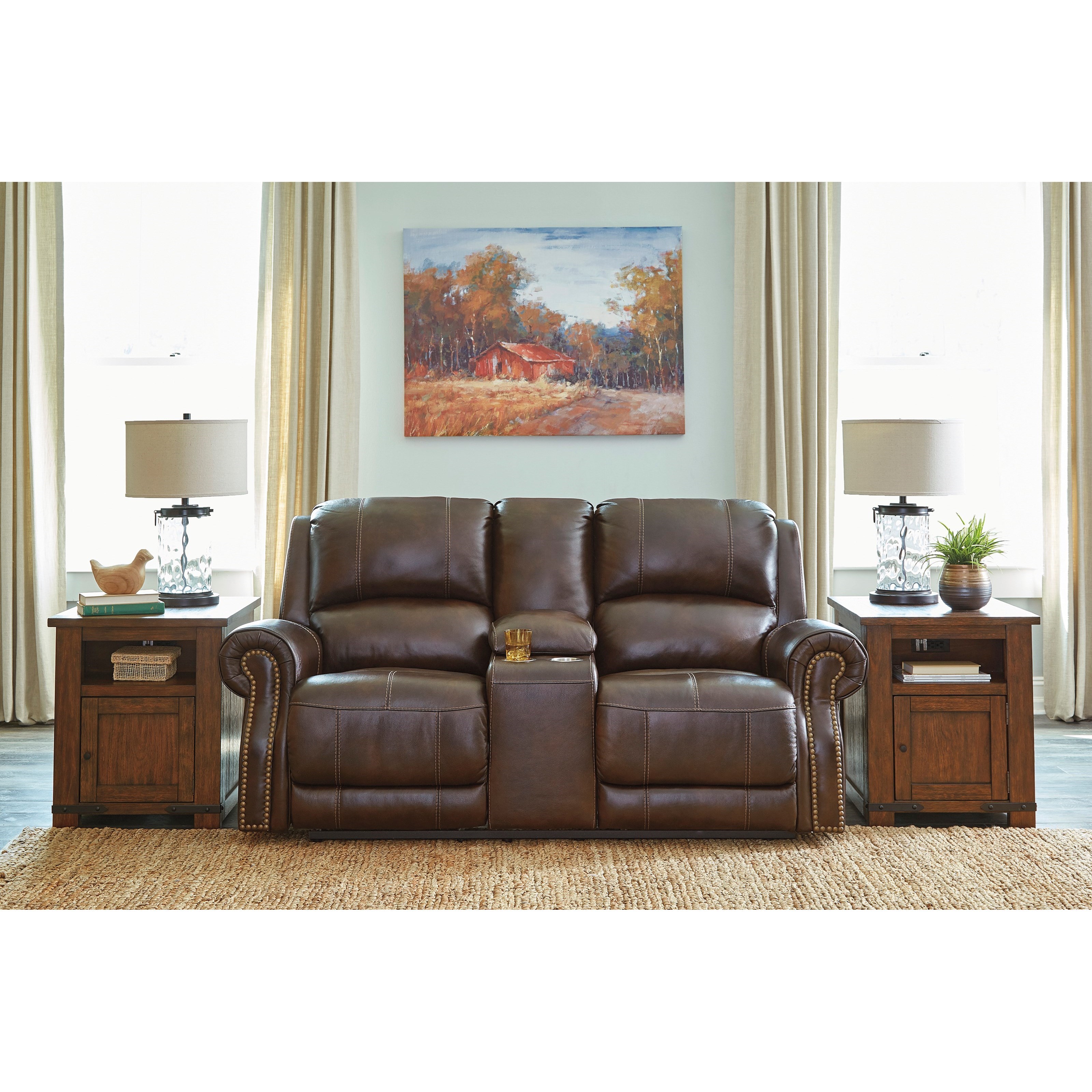 Buncrana power reclining loveseat with outlet console