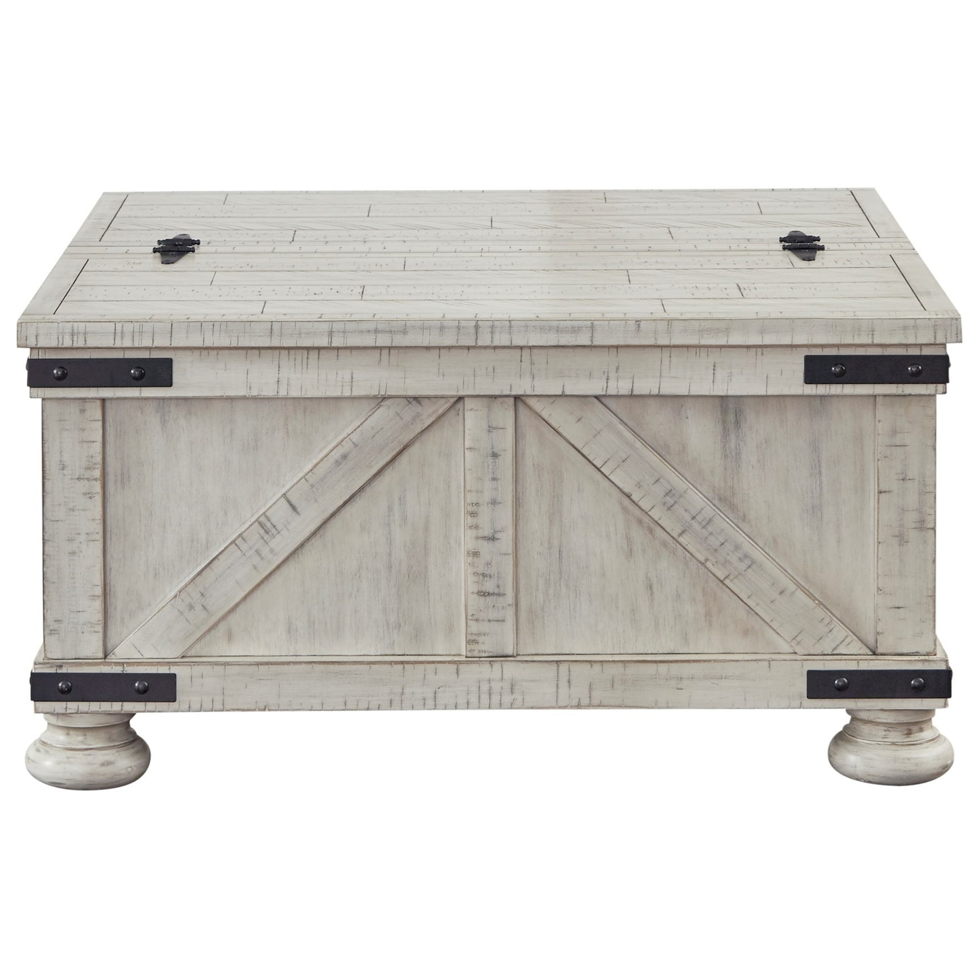 Ashley (Signature Design) Carynhurst 2052747 Rustic Farmhouse Square Storage Coffee Table in