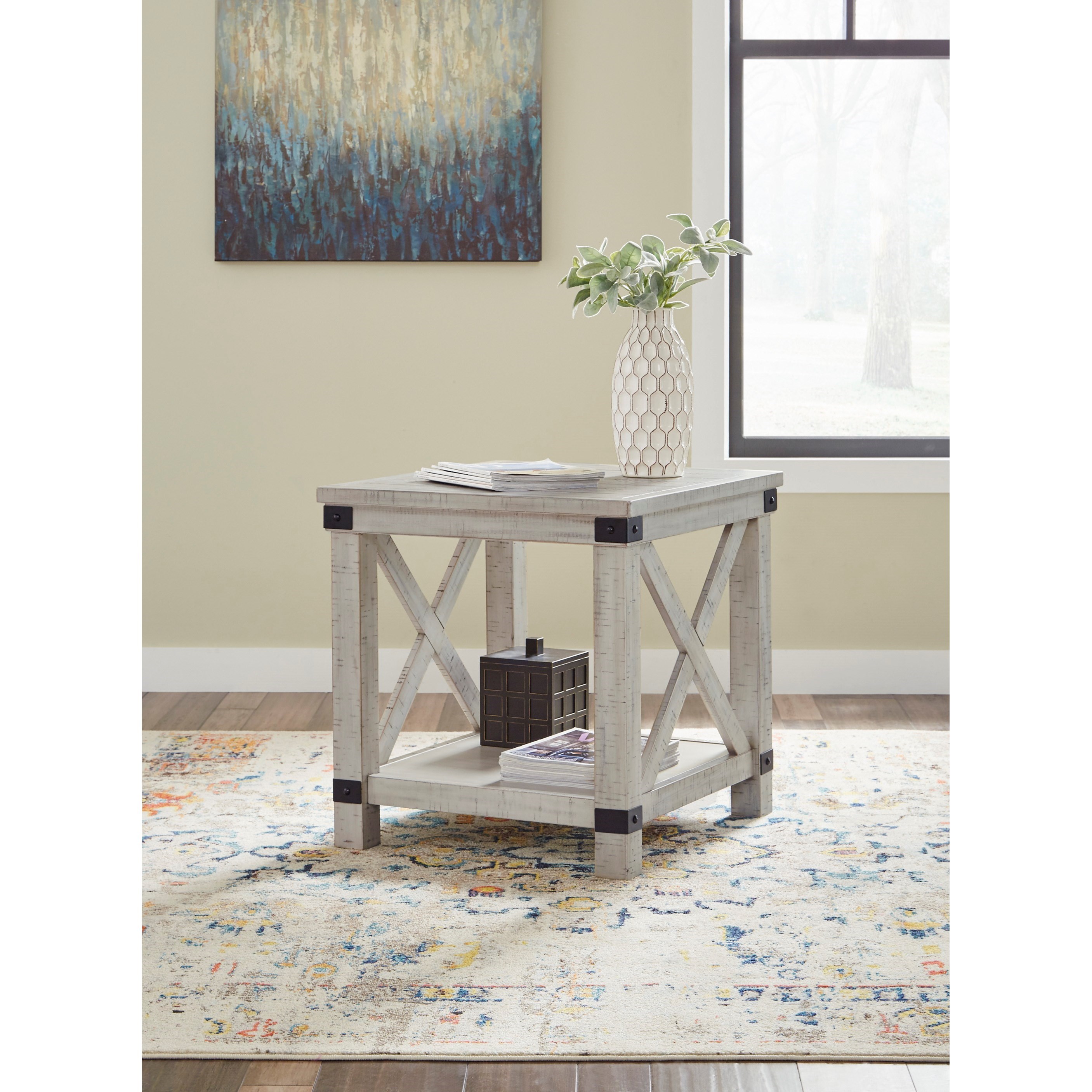 Whitewash side table distressed deals