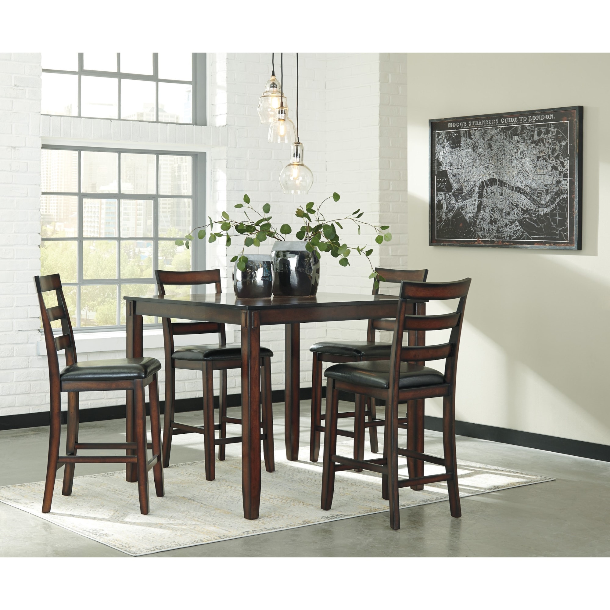 Ashley Signature Design Coviar D385223 Burnished Brown 5Piece Dining