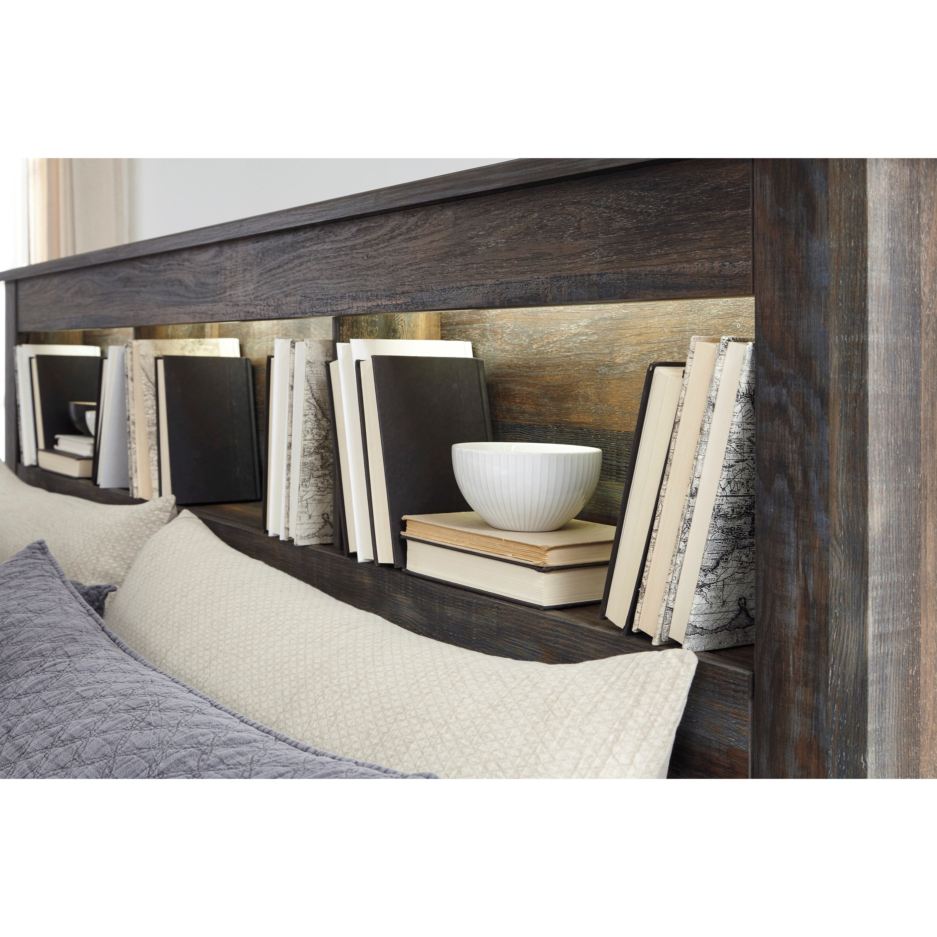 King outlet headboard bookshelf