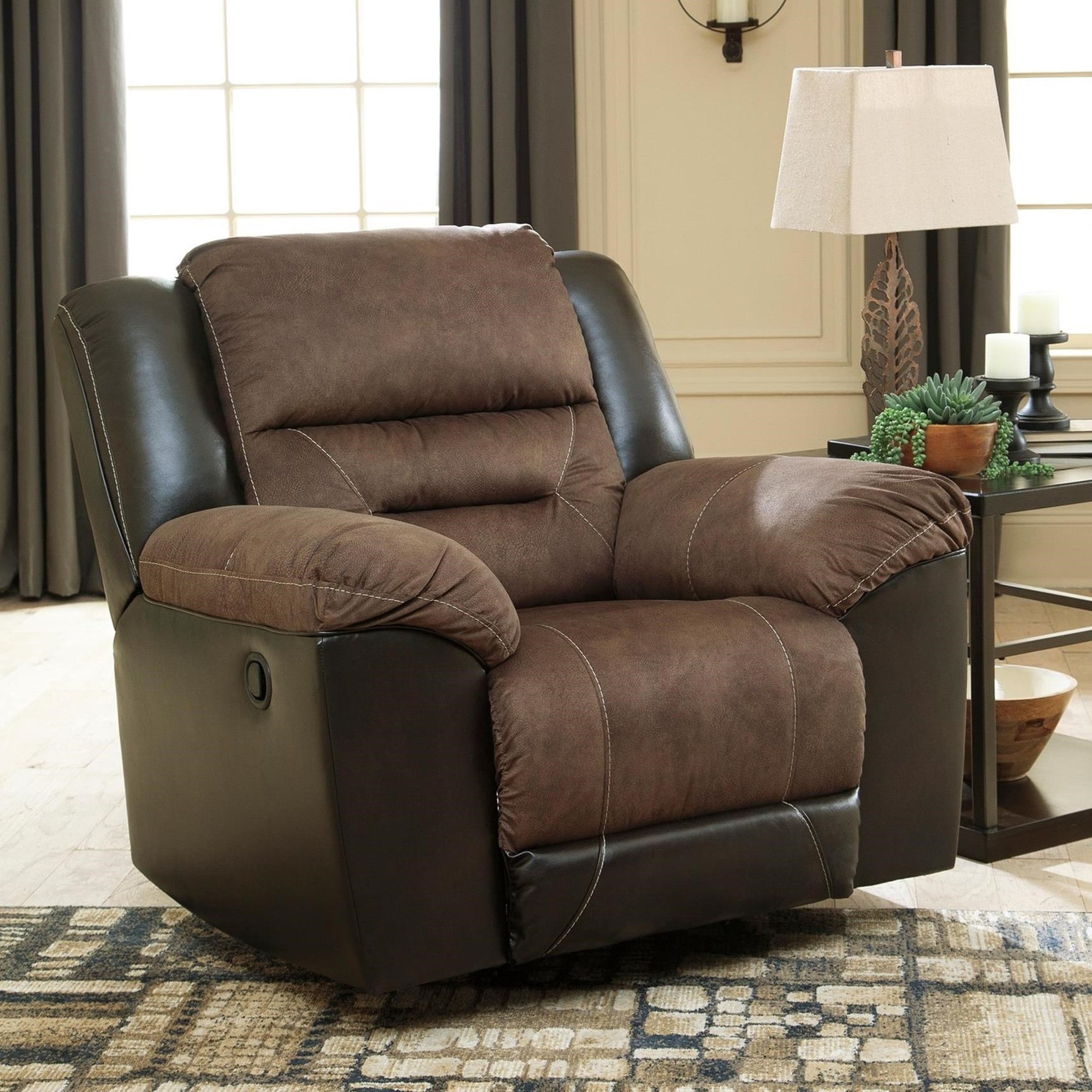 Signature Design by Ashley Earhart 2910125 Casual Rocker Recliner with  Pillow Arms, Arwood's Furniture
