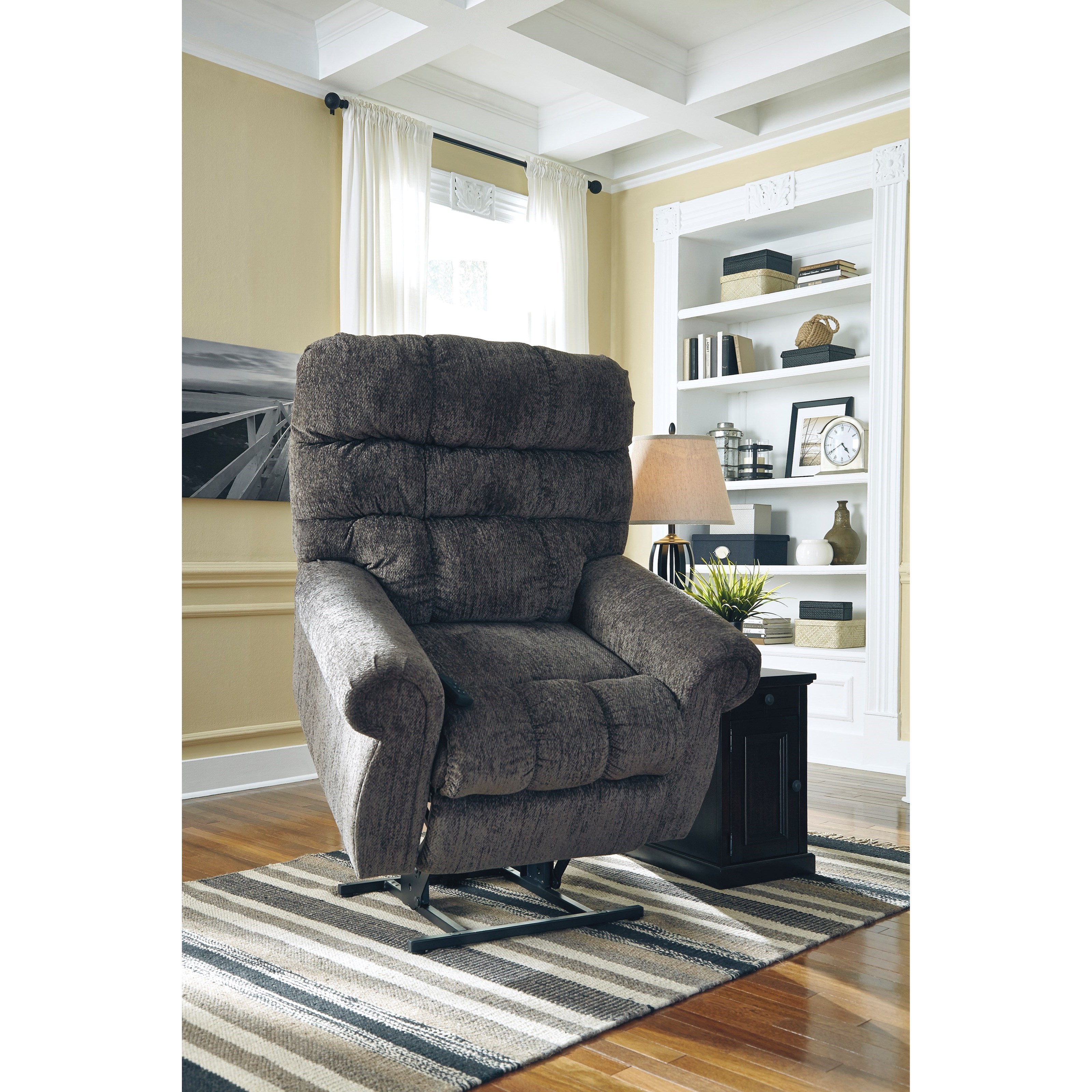 Signature Design by Ashley Ernestine ASH9760112 Power Lift Recliner with Rolled Arms Wayside Furniture Mattress Recliner Lift Recliner